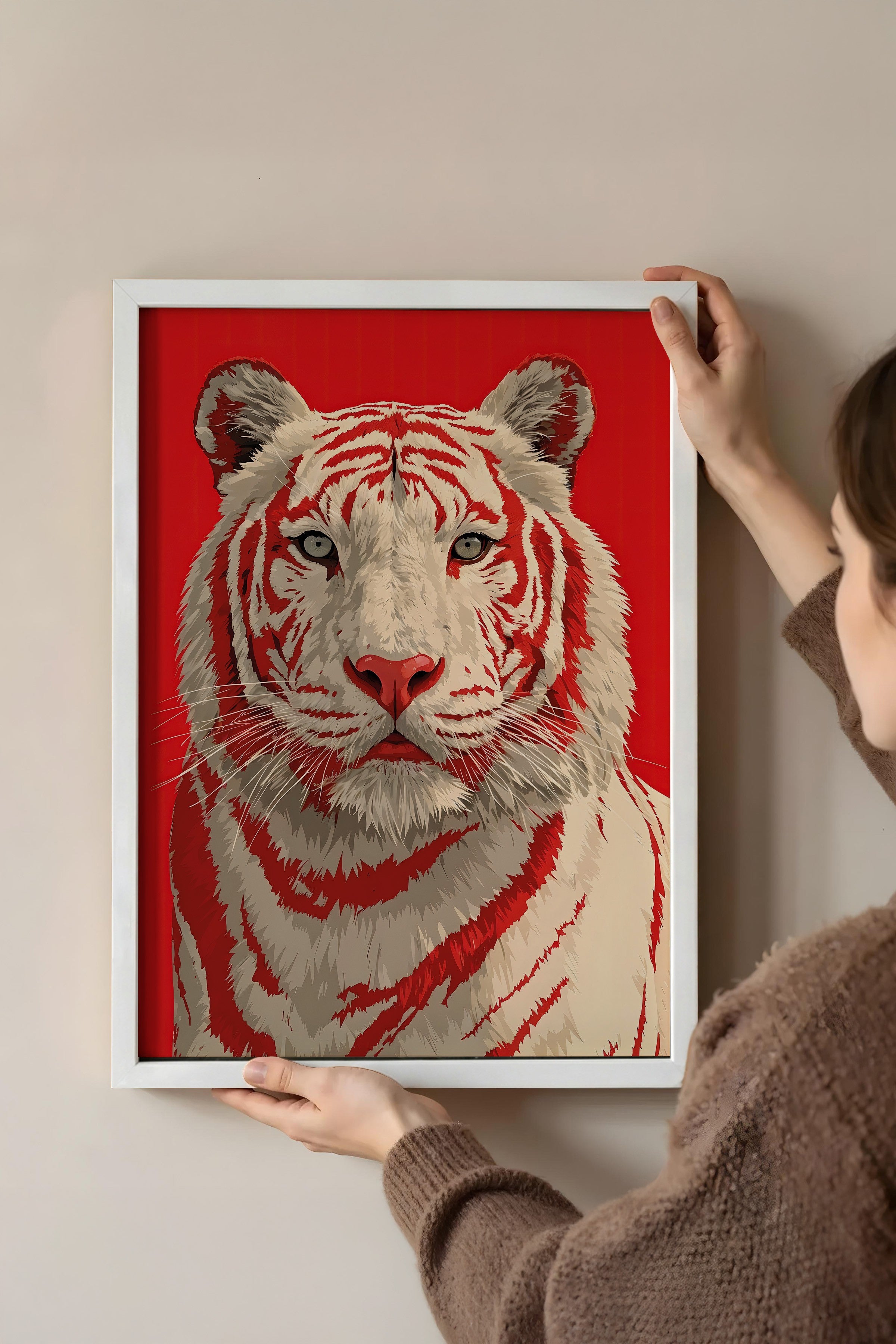 Duvar Tablosu, Beyaz Çerçeveli Tablo ve Poster, Ritüel Serisi, Leopar Tablo, NO:115275