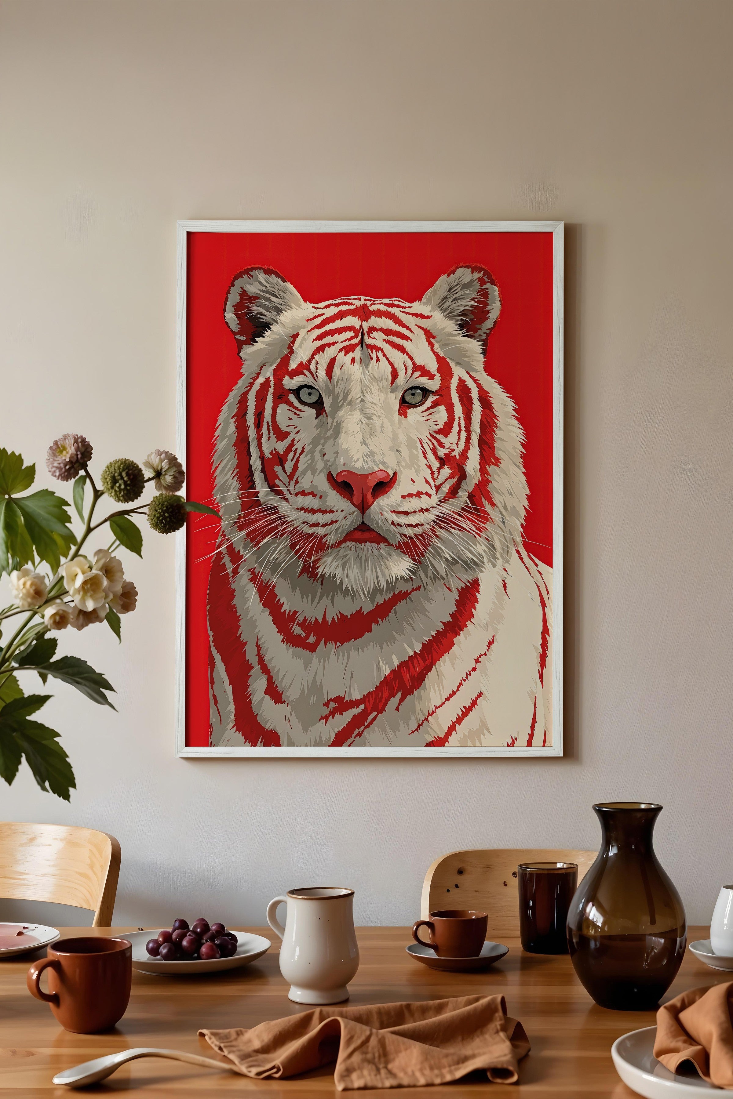 Duvar Tablosu, Beyaz Çerçeveli Tablo ve Poster, Ritüel Serisi, Leopar Tablo, NO:115275