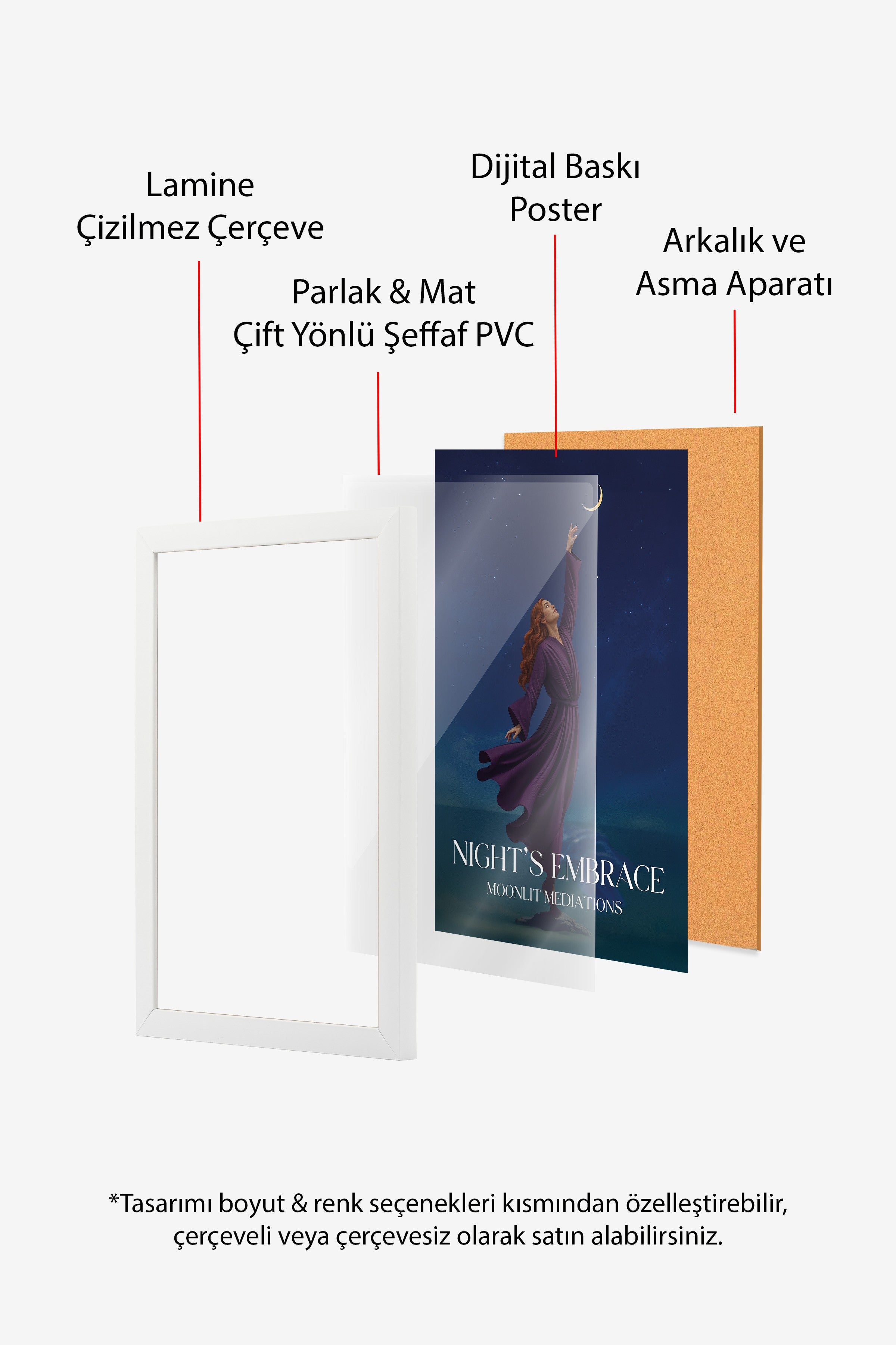 Duvar Tablosu, Beyaz Çerçeveli Tablo ve Poster, Ritüel Serisi, Maximalist Tablo, NO:115201