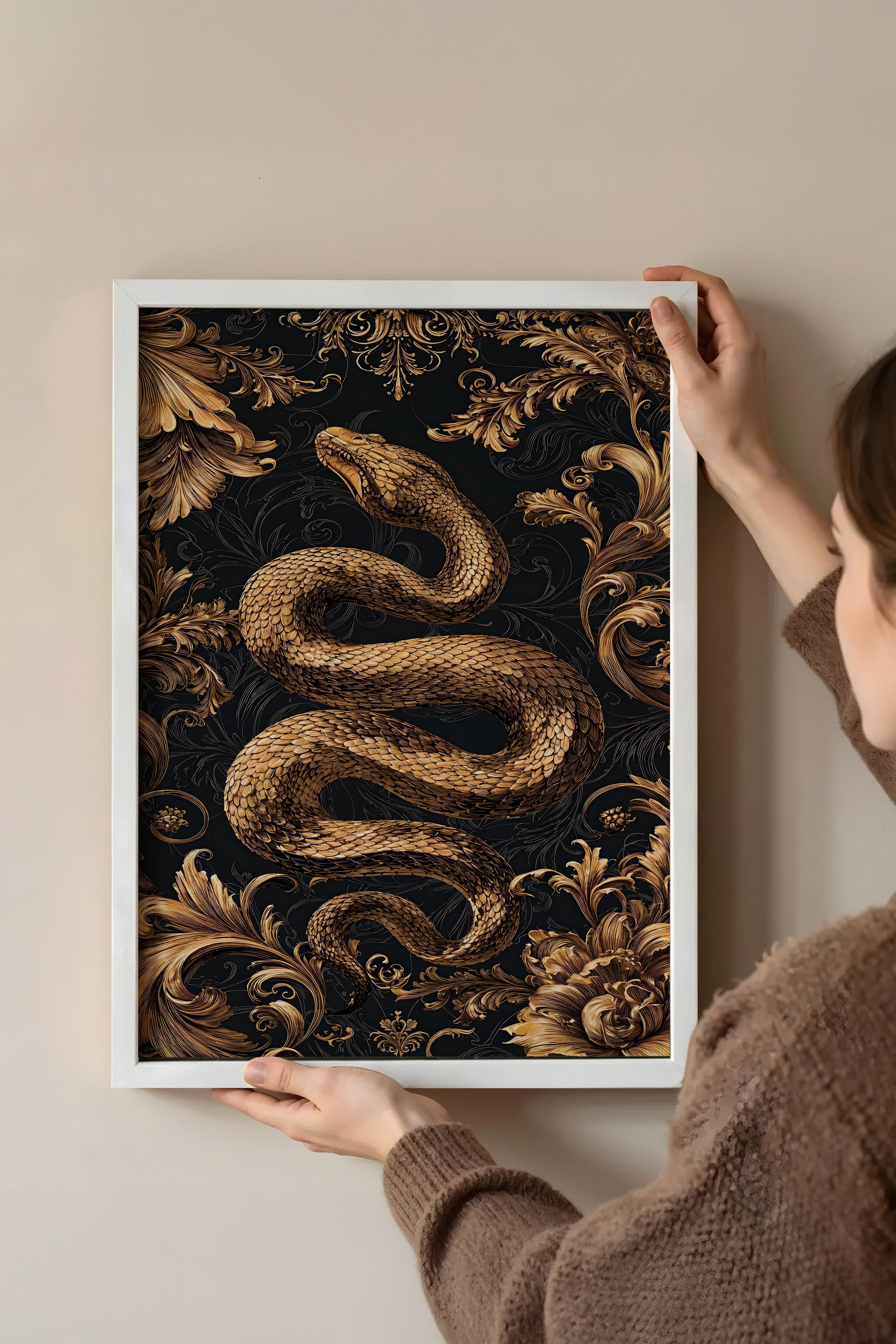 Duvar Tablosu, Beyaz Çerçeveli Tablo ve Poster, Ritüel Serisi, Yılan Tablo, NO:115249