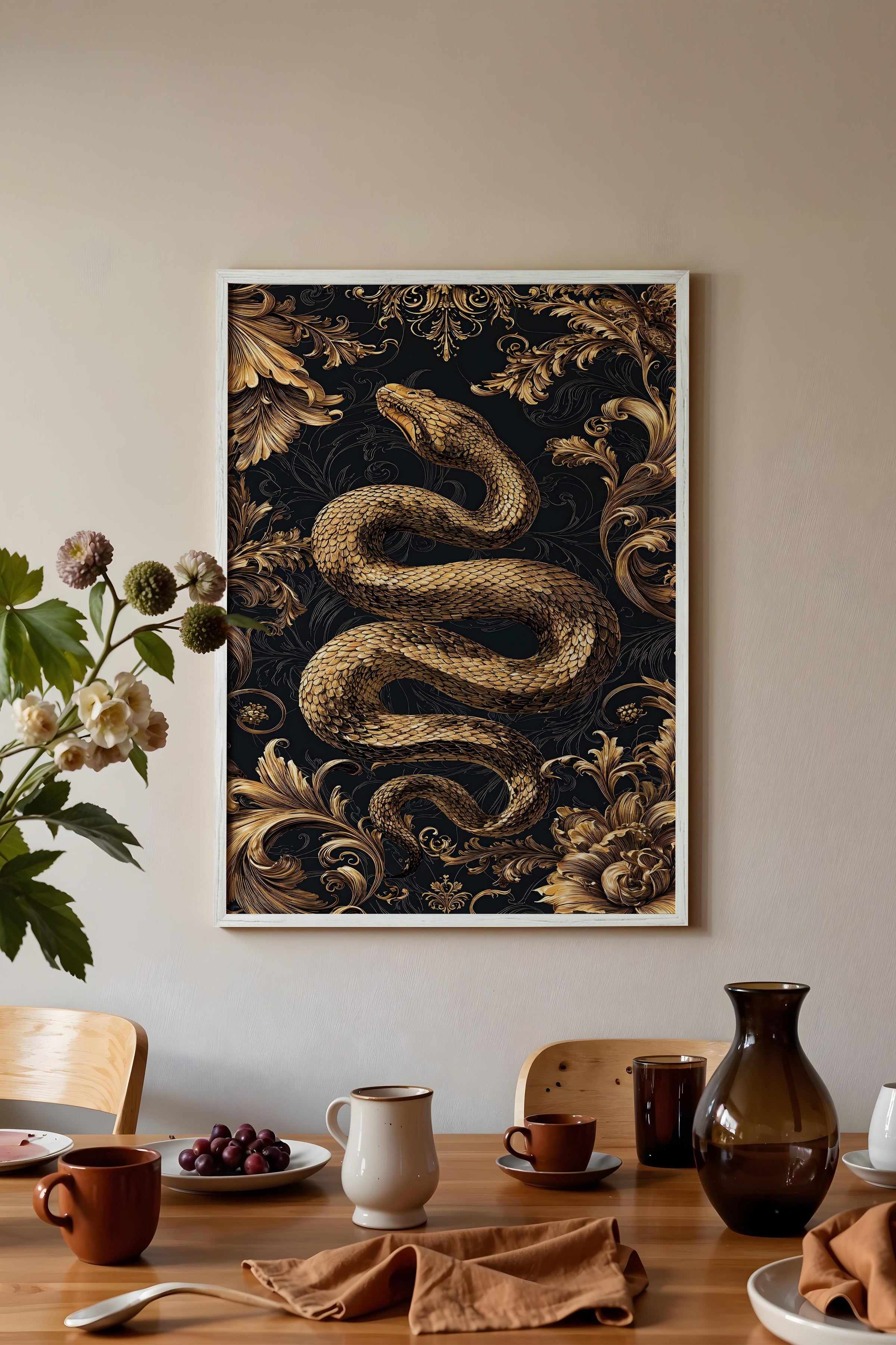 Duvar Tablosu, Beyaz Çerçeveli Tablo ve Poster, Ritüel Serisi, Yılan Tablo, NO:115249