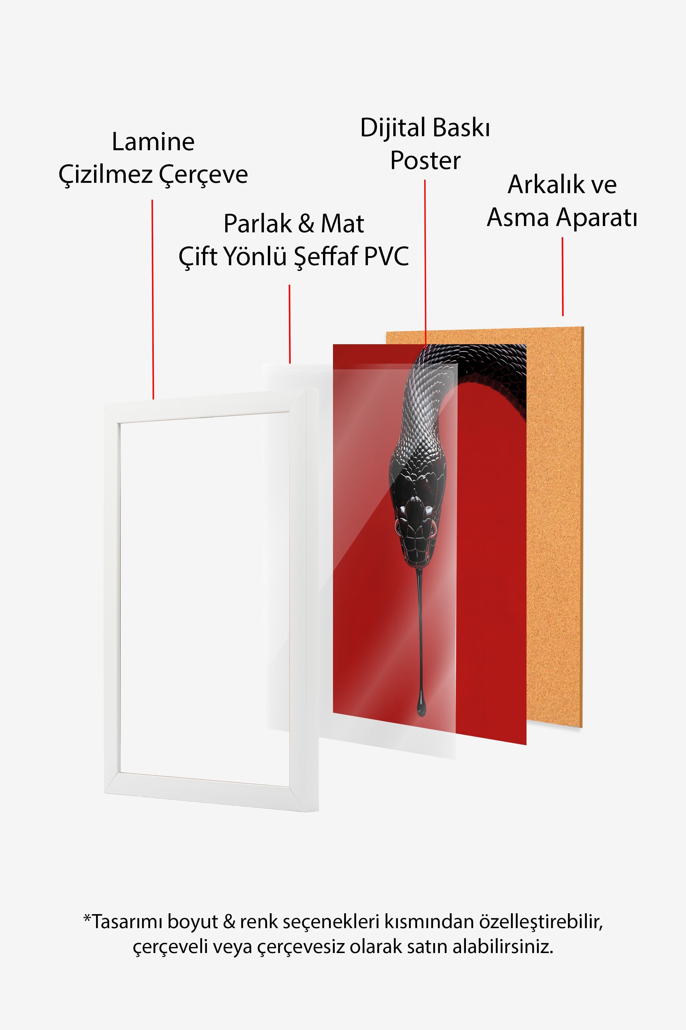 Duvar Tablosu, Beyaz Çerçeveli Tablo ve Poster, Ritüel Serisi, Yılan Tablo, NO:115276