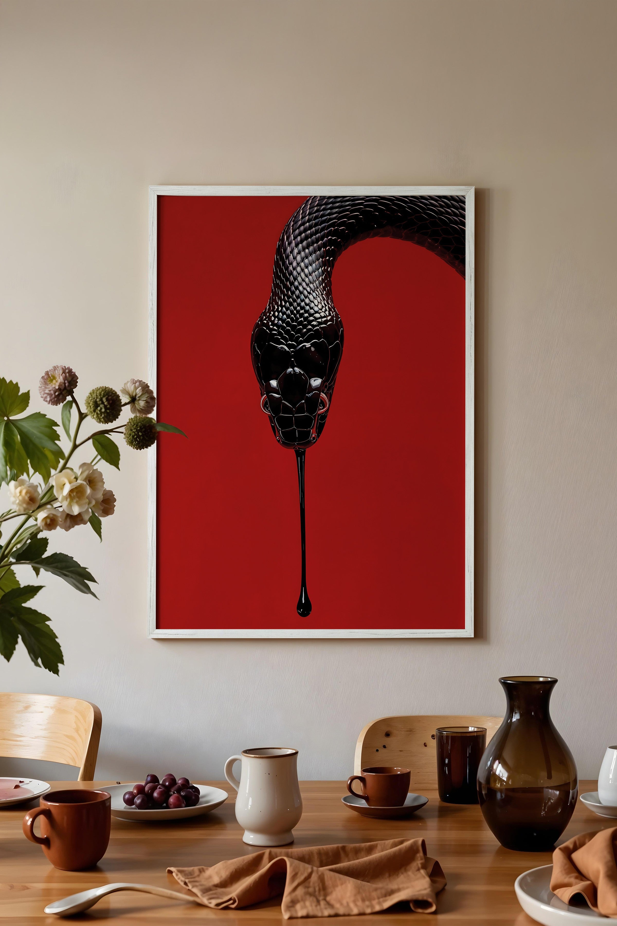 Duvar Tablosu, Beyaz Çerçeveli Tablo ve Poster, Ritüel Serisi, Yılan Tablo, NO:115276