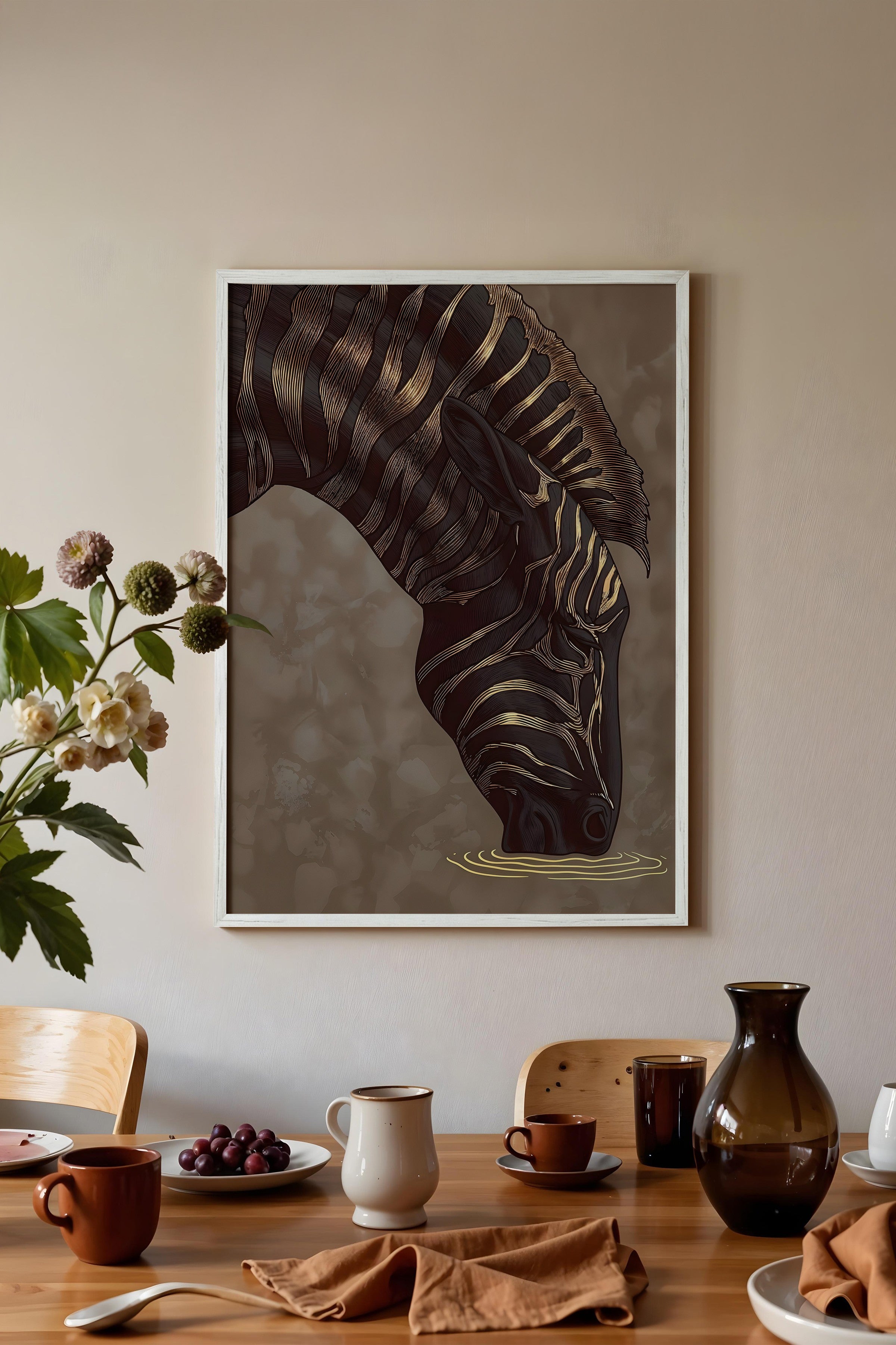 Duvar Tablosu, Beyaz Çerçeveli Tablo ve Poster, Ritüel Serisi, Zürafa Tablo, NO:115257