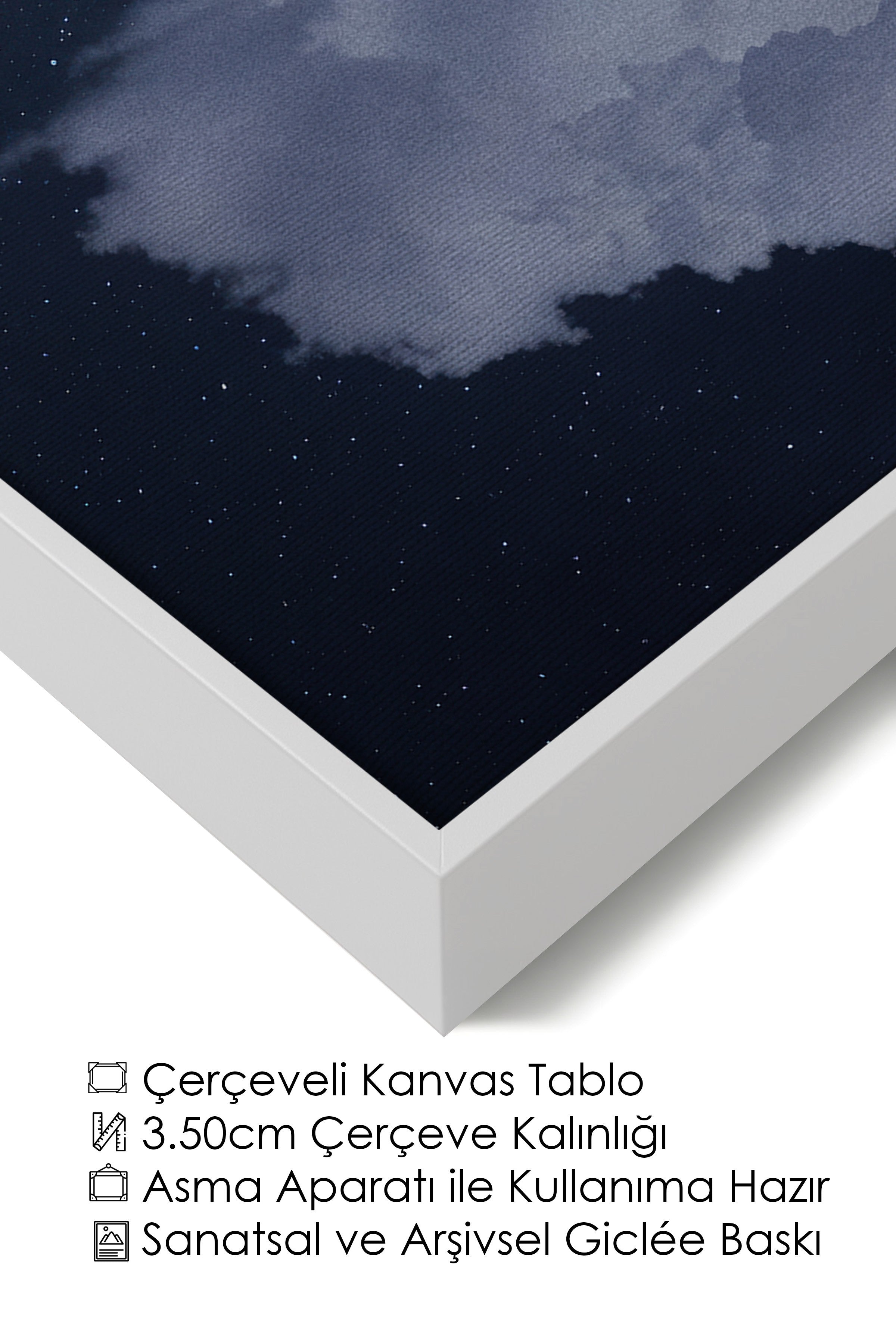 Duvar Tablosu, Lüks Beyaz Çerçeveli Kanvas Tablo, Ritüel Serisi, Bulut Tablo, NO:115203