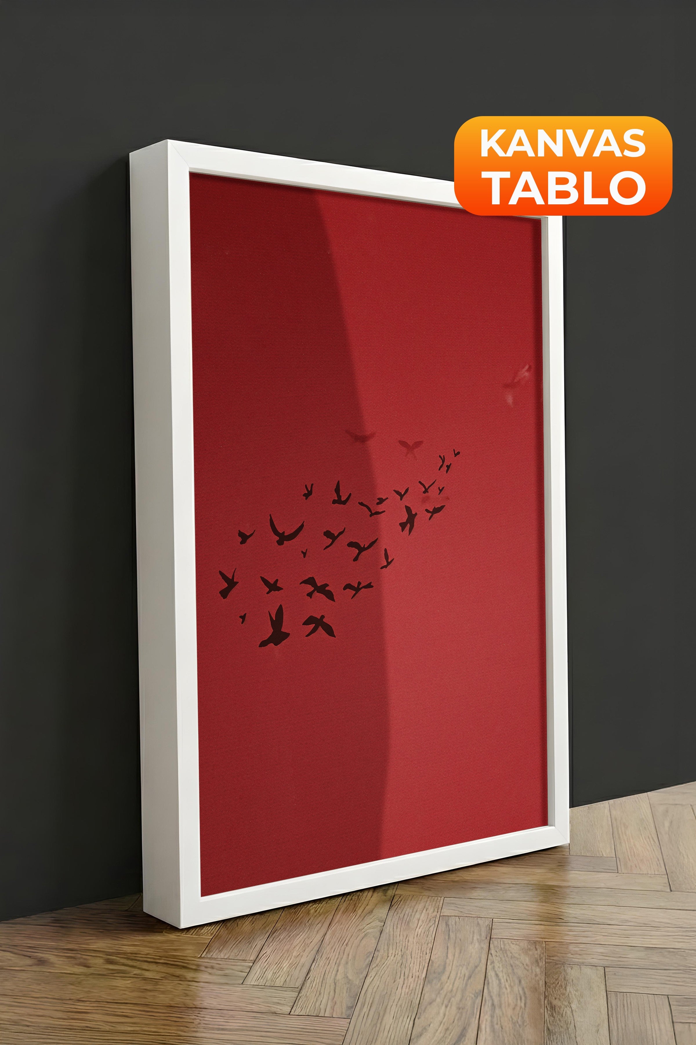 Duvar Tablosu, Lüks Beyaz Çerçeveli Kanvas Tablo, Ritüel Serisi, Kuş Tablo, NO:115209