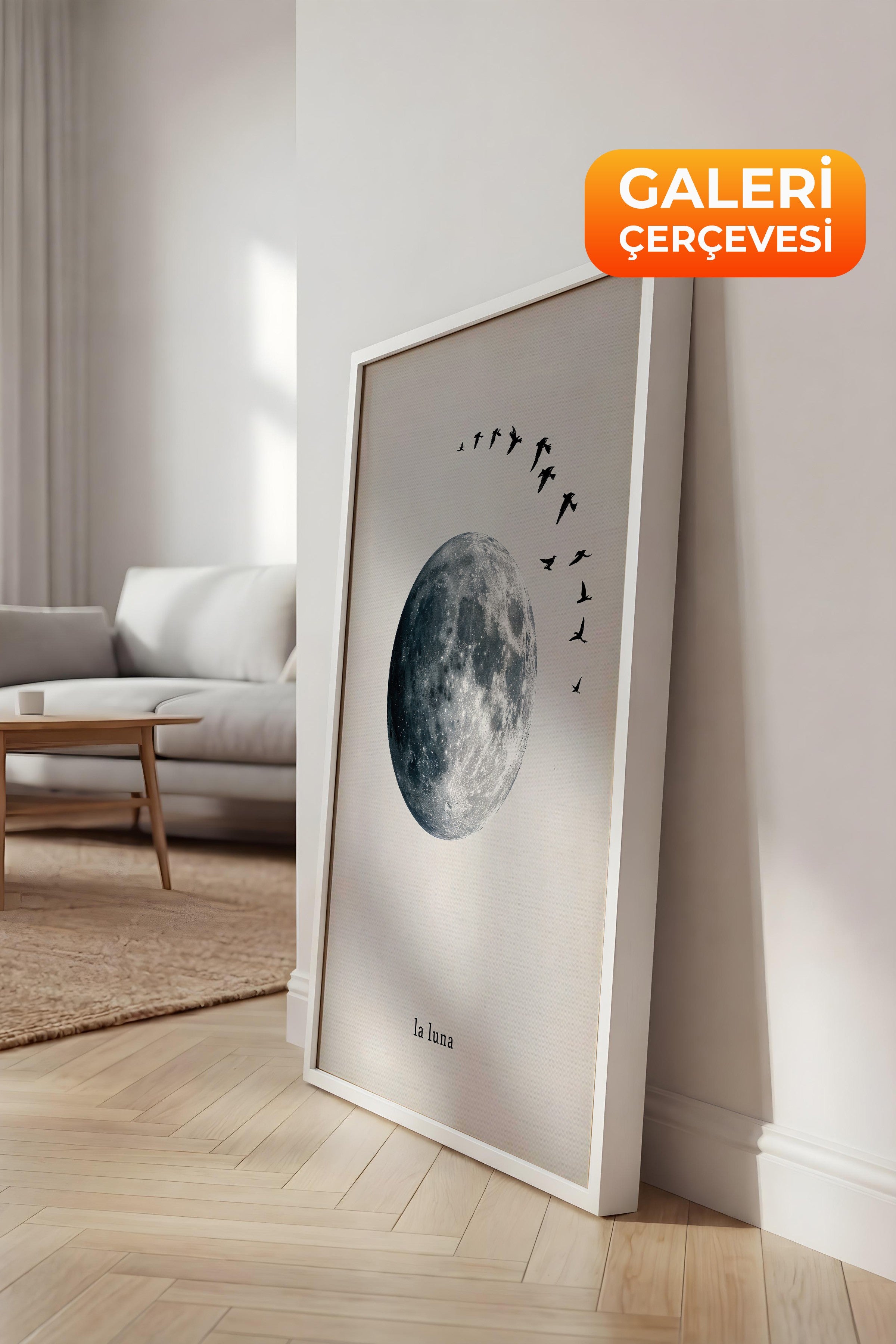 Duvar Tablosu, Lüks Beyaz Çerçeveli Kanvas Tablo, Ritüel Serisi, Kuş Tablo, NO:115227