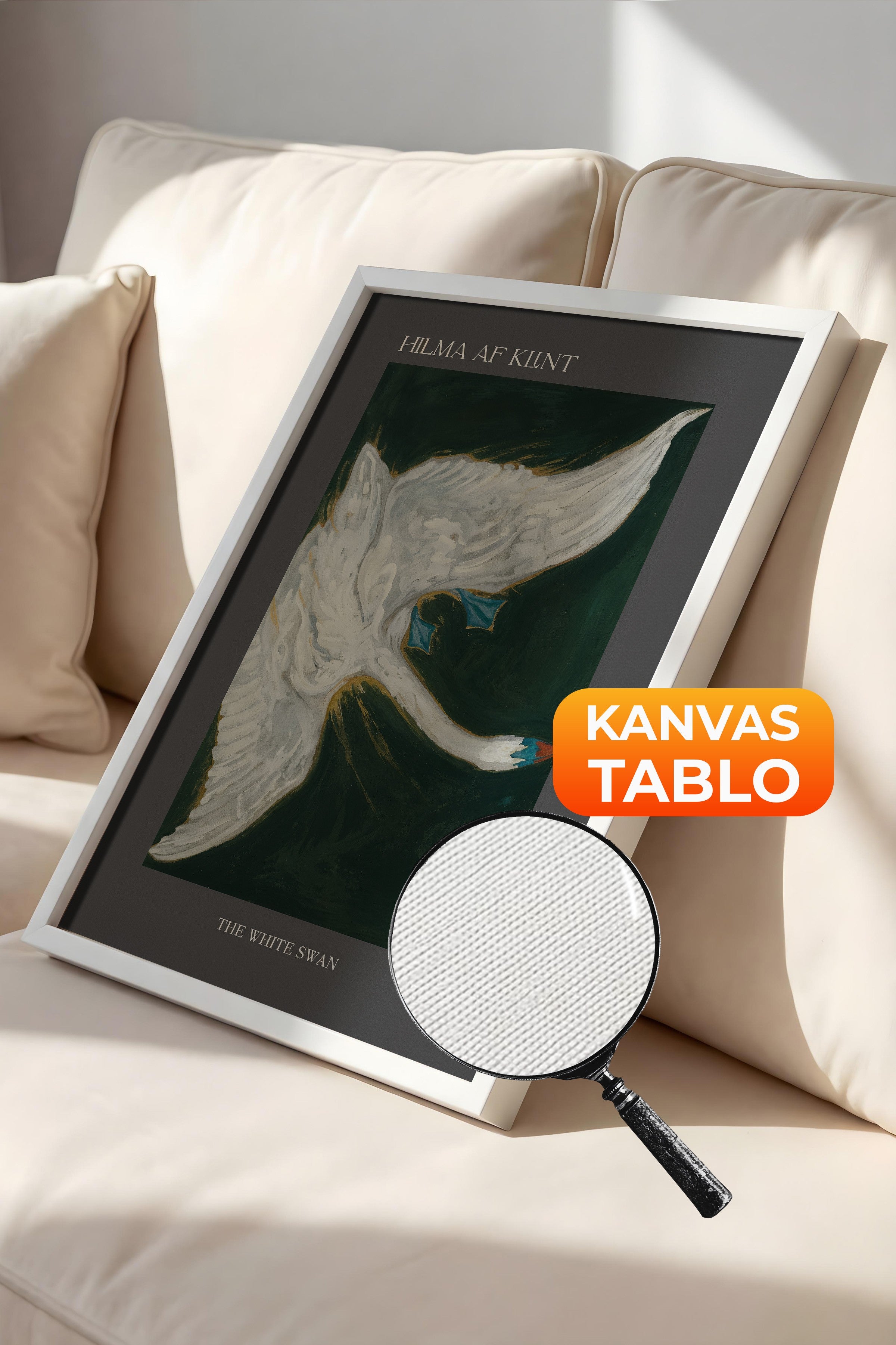 Duvar Tablosu, Lüks Beyaz Çerçeveli Kanvas Tablo, Ritüel Serisi, Kuş Tablo, NO:115232
