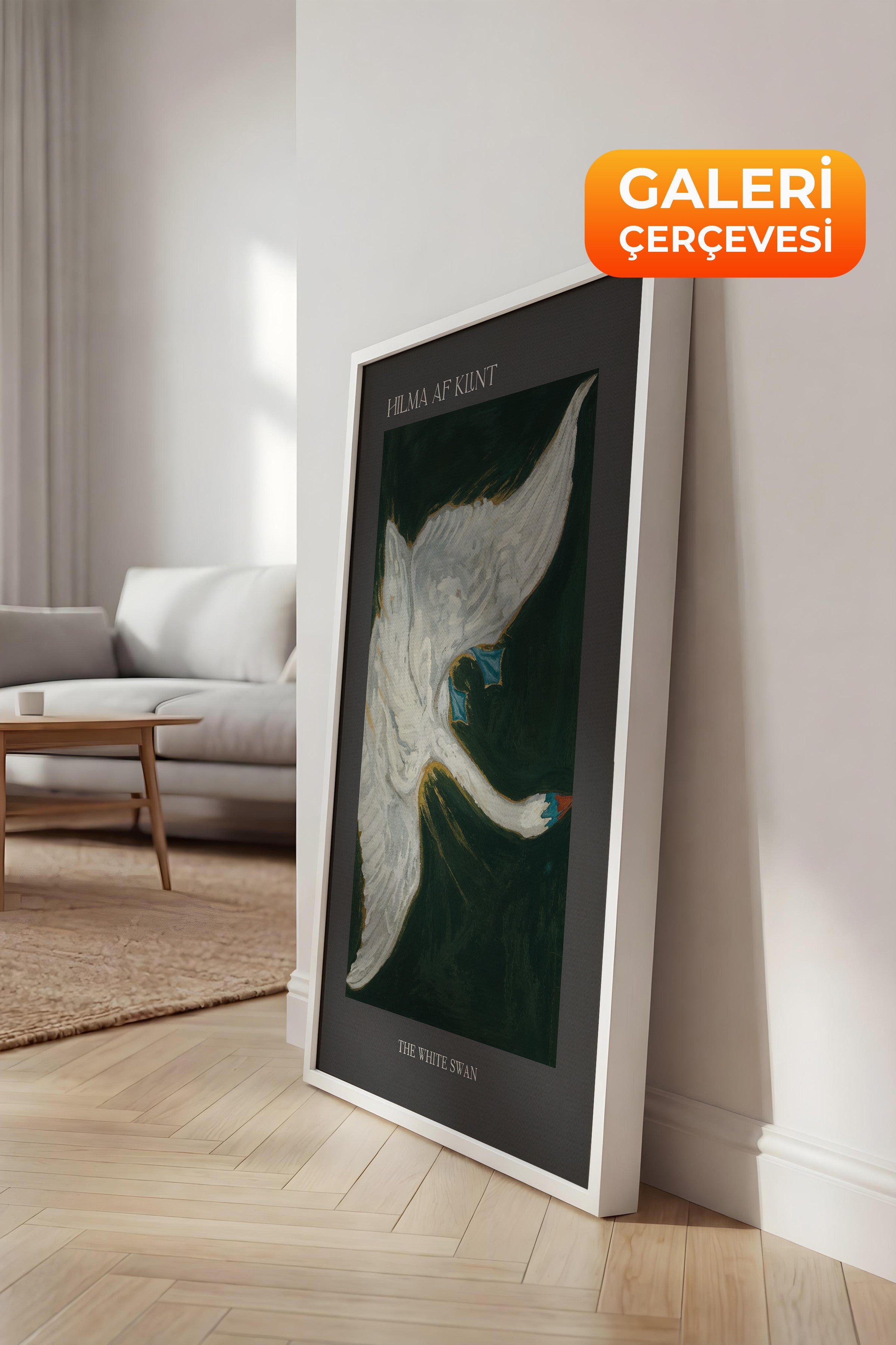 Duvar Tablosu, Lüks Beyaz Çerçeveli Kanvas Tablo, Ritüel Serisi, Kuş Tablo, NO:115232