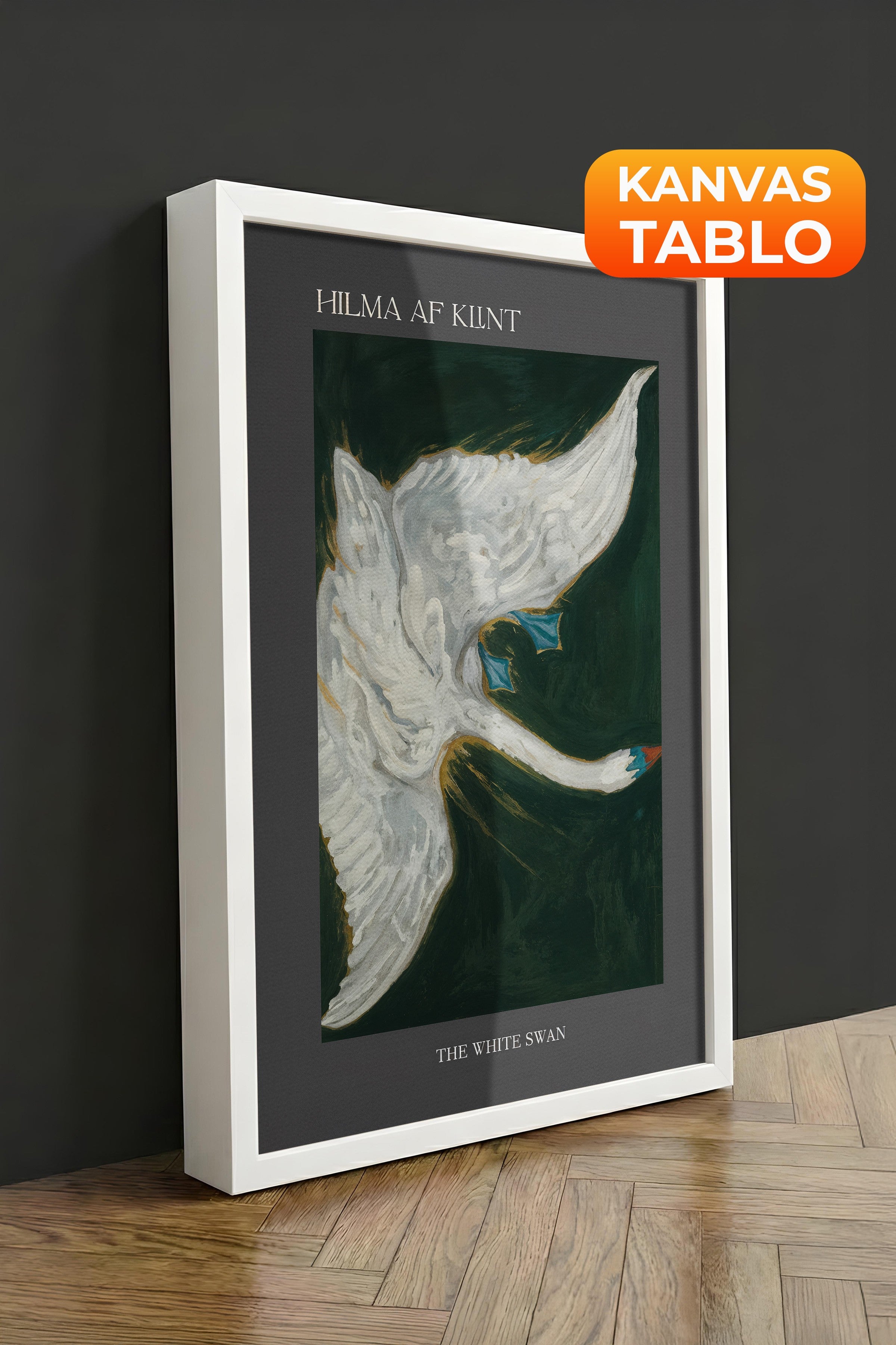 Duvar Tablosu, Lüks Beyaz Çerçeveli Kanvas Tablo, Ritüel Serisi, Kuş Tablo, NO:115232