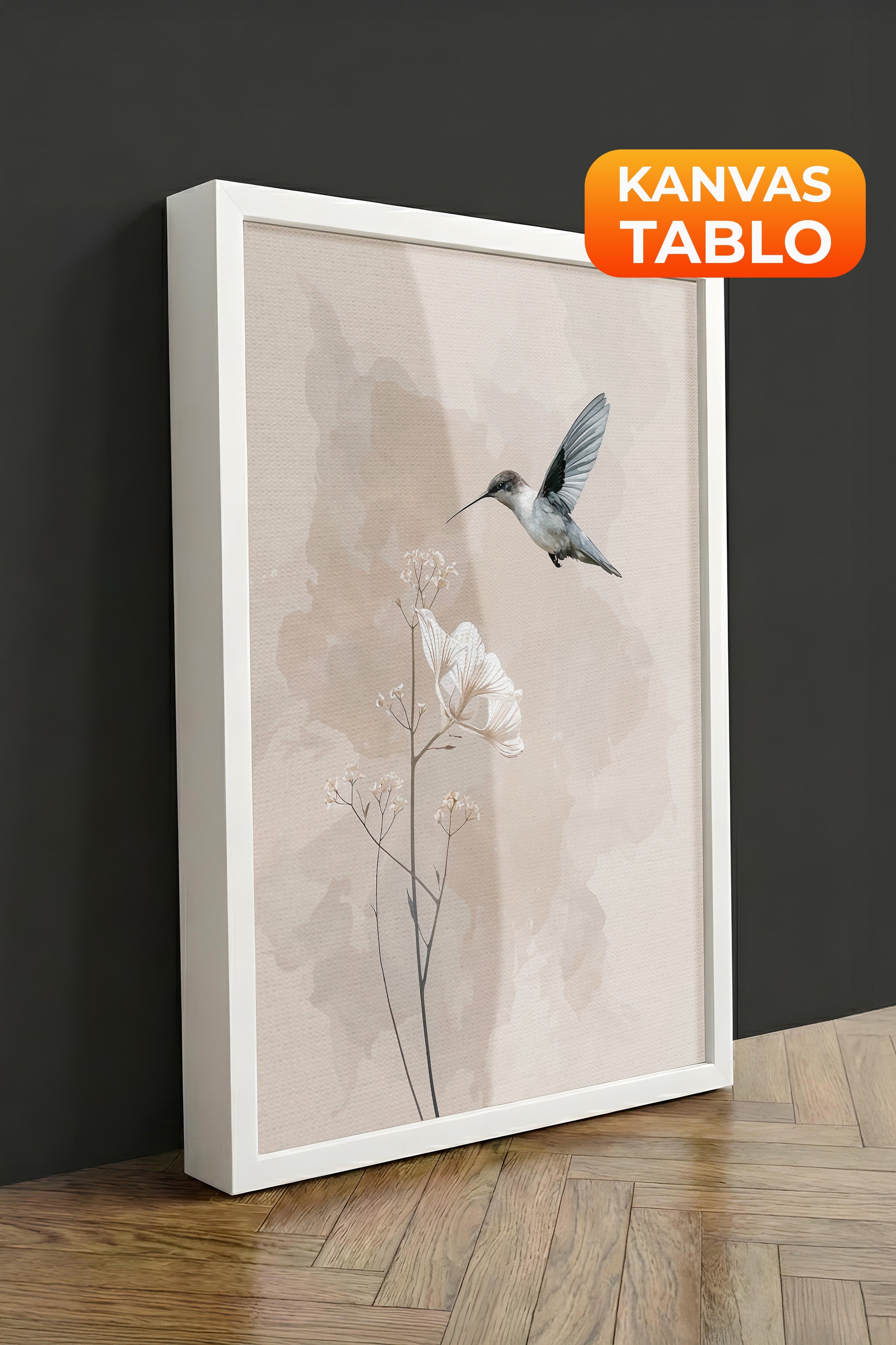 Duvar Tablosu, Lüks Beyaz Çerçeveli Kanvas Tablo, Ritüel Serisi, Kuş Tablo, NO:115244