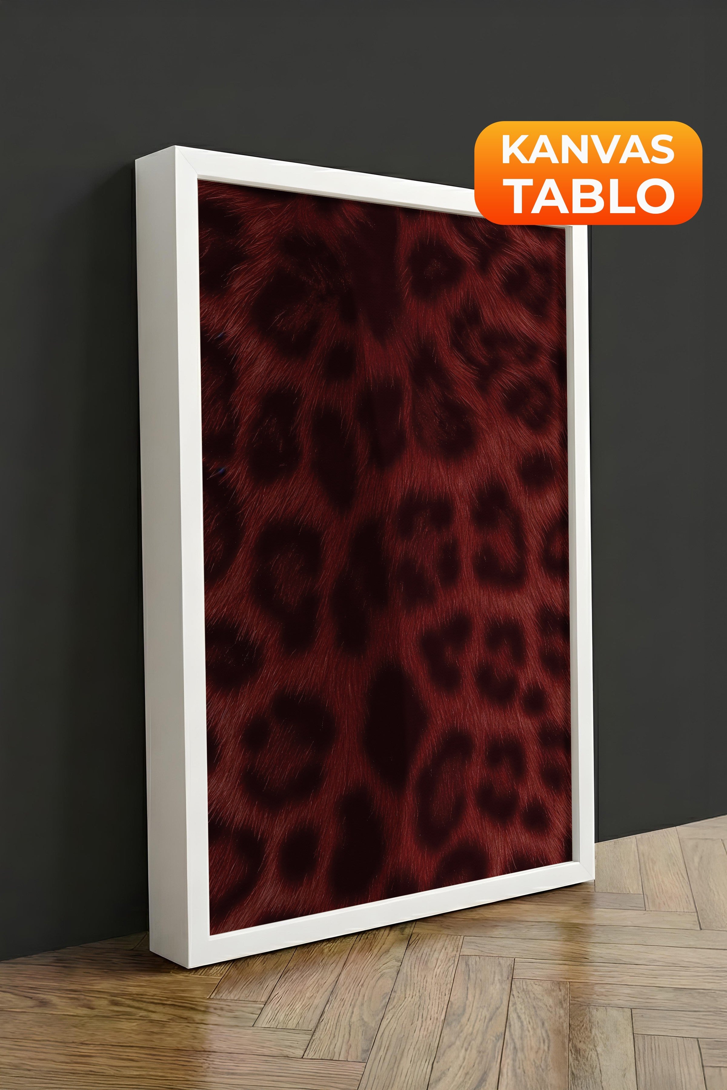 Duvar Tablosu, Lüks Beyaz Çerçeveli Kanvas Tablo, Ritüel Serisi, Leopar Tablo, NO:115237