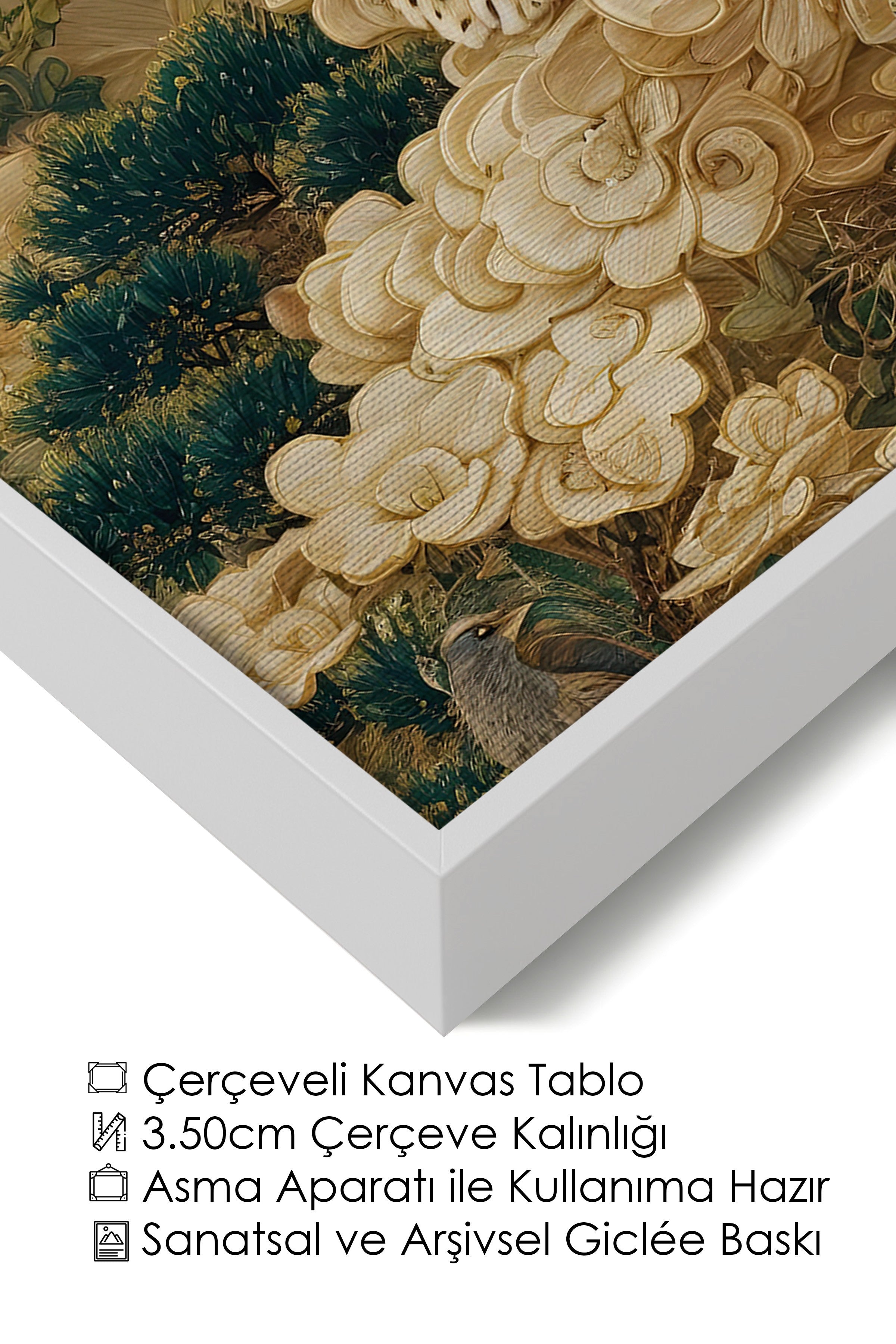 Duvar Tablosu, Lüks Beyaz Çerçeveli Kanvas Tablo, Ritüel Serisi, Leopar Tablo, NO:115251