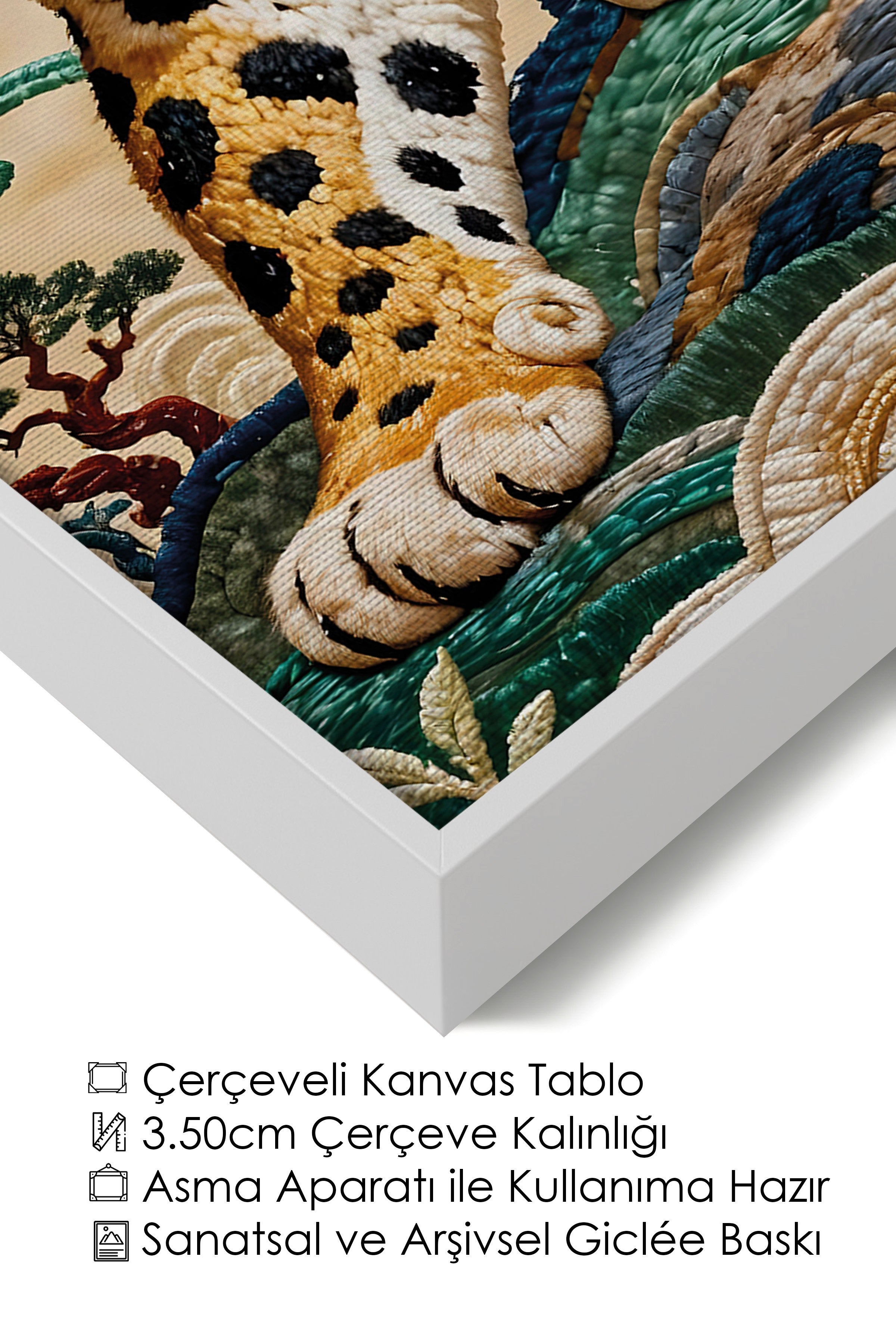 Duvar Tablosu, Lüks Beyaz Çerçeveli Kanvas Tablo, Ritüel Serisi, Leopar Tablo, NO:115253