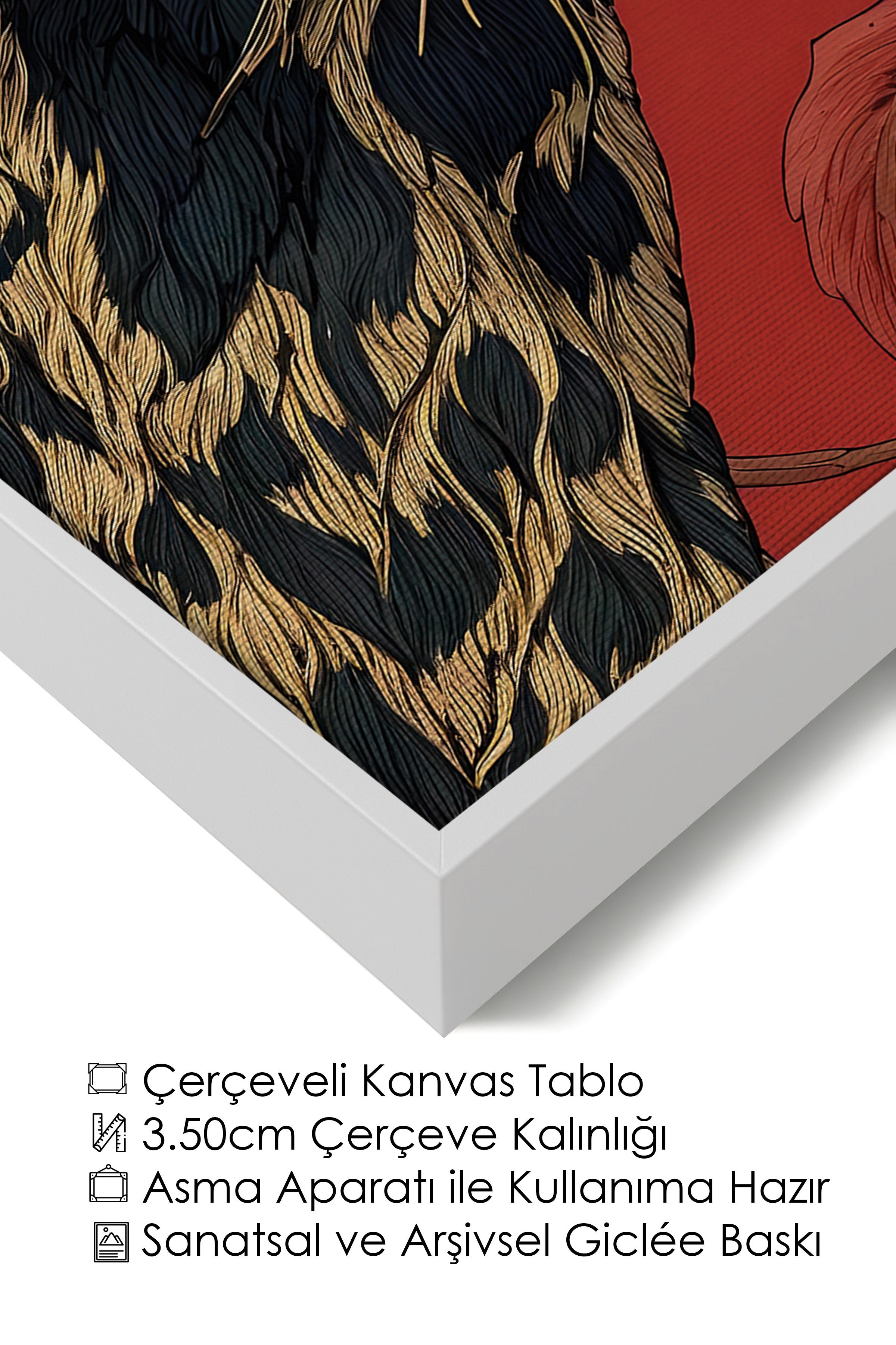 Duvar Tablosu, Lüks Beyaz Çerçeveli Kanvas Tablo, Ritüel Serisi, Leopar Tablo, NO:115268