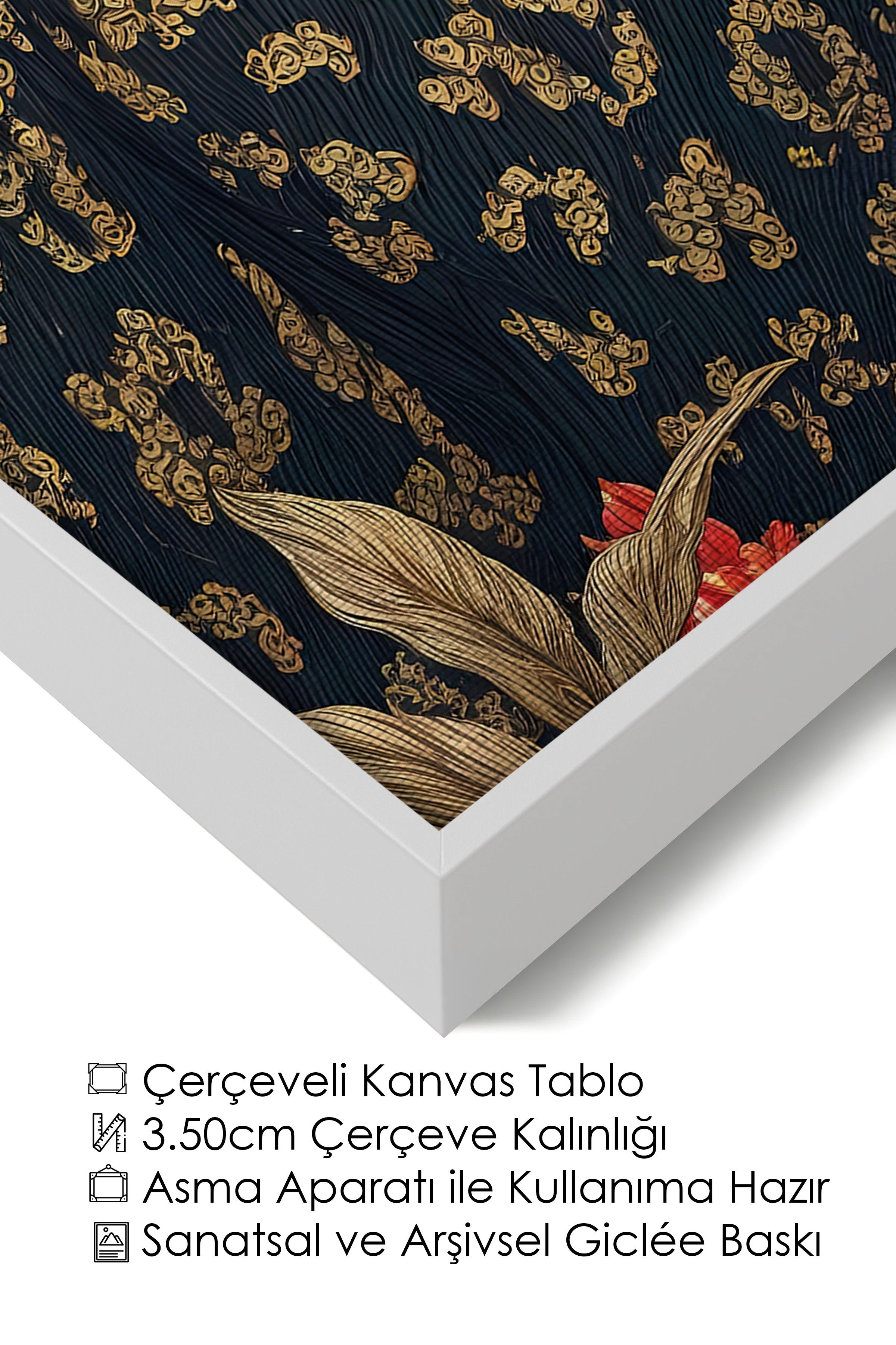 Duvar Tablosu, Lüks Beyaz Çerçeveli Kanvas Tablo, Ritüel Serisi, Leopar Tablo, NO:115269