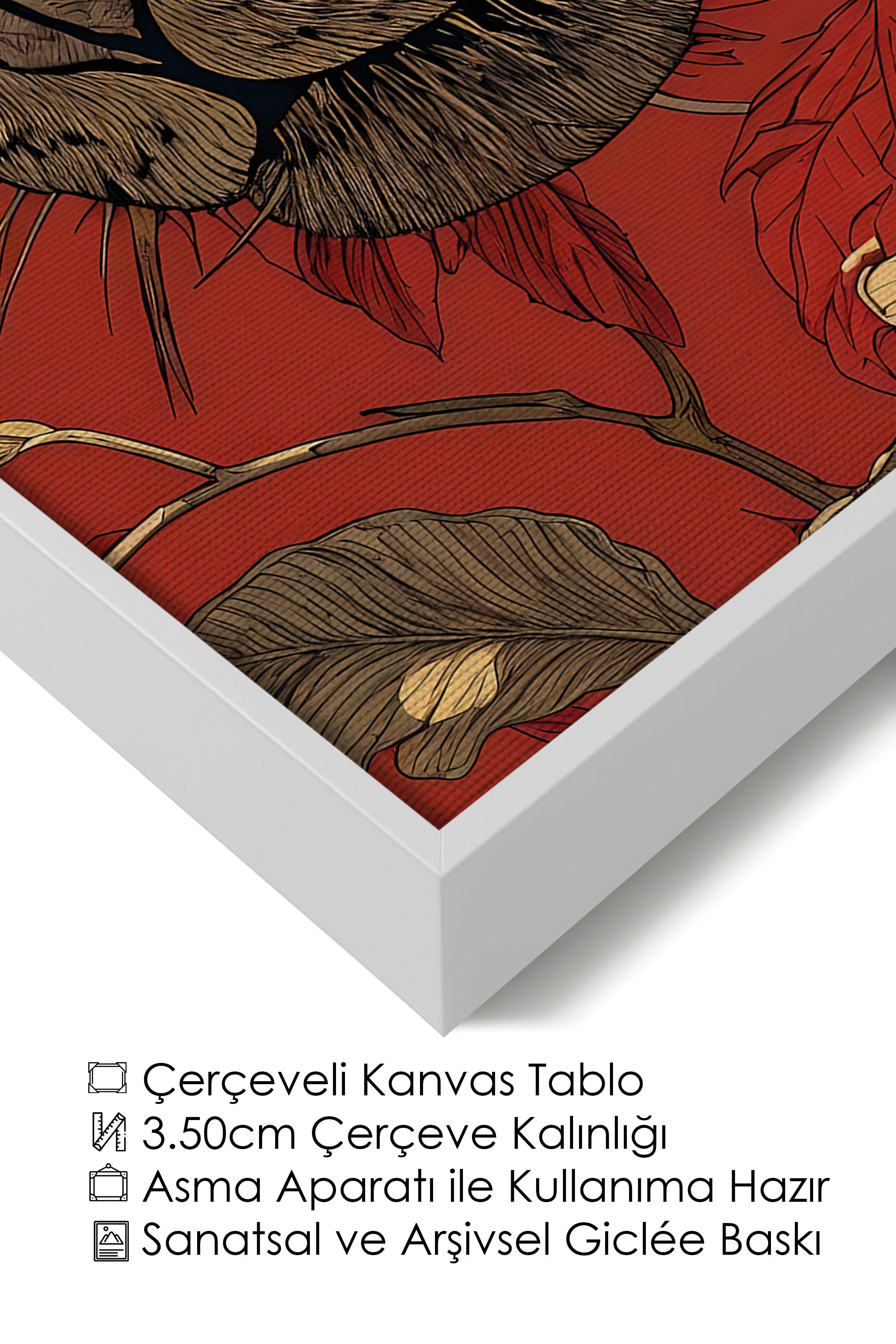 Duvar Tablosu, Lüks Beyaz Çerçeveli Kanvas Tablo, Ritüel Serisi, Leopar Tablo, NO:115273