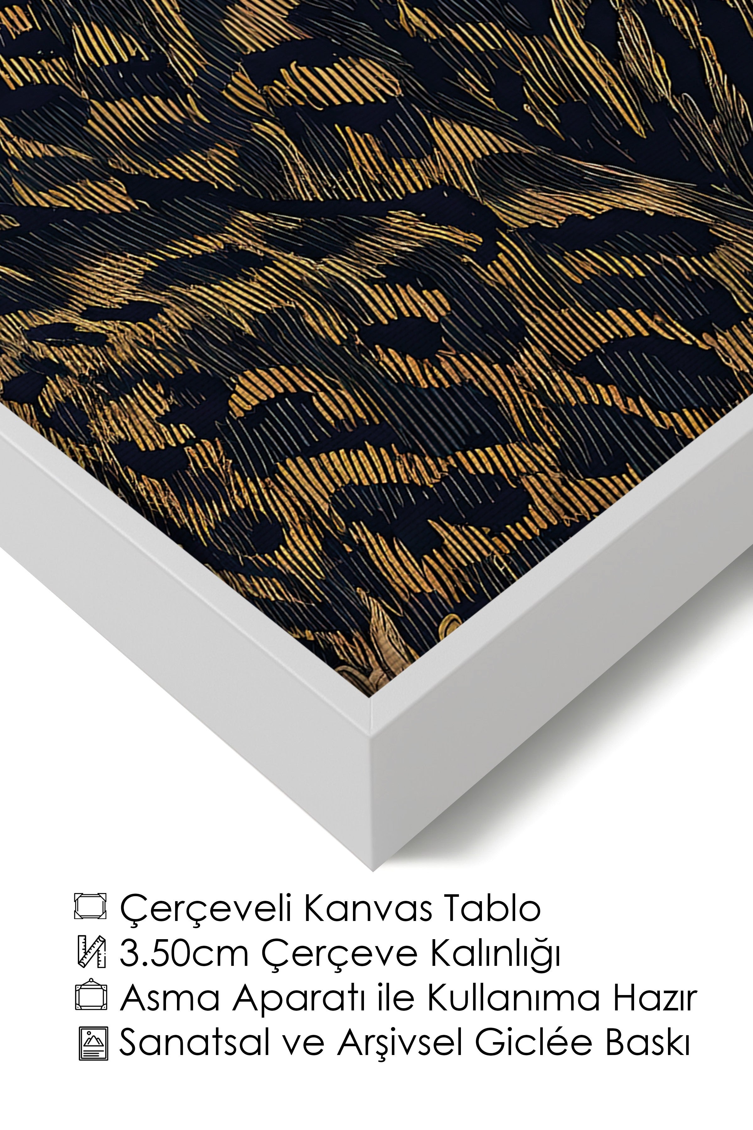 Duvar Tablosu, Lüks Beyaz Çerçeveli Kanvas Tablo, Ritüel Serisi, Leopar Tablo, NO:115274