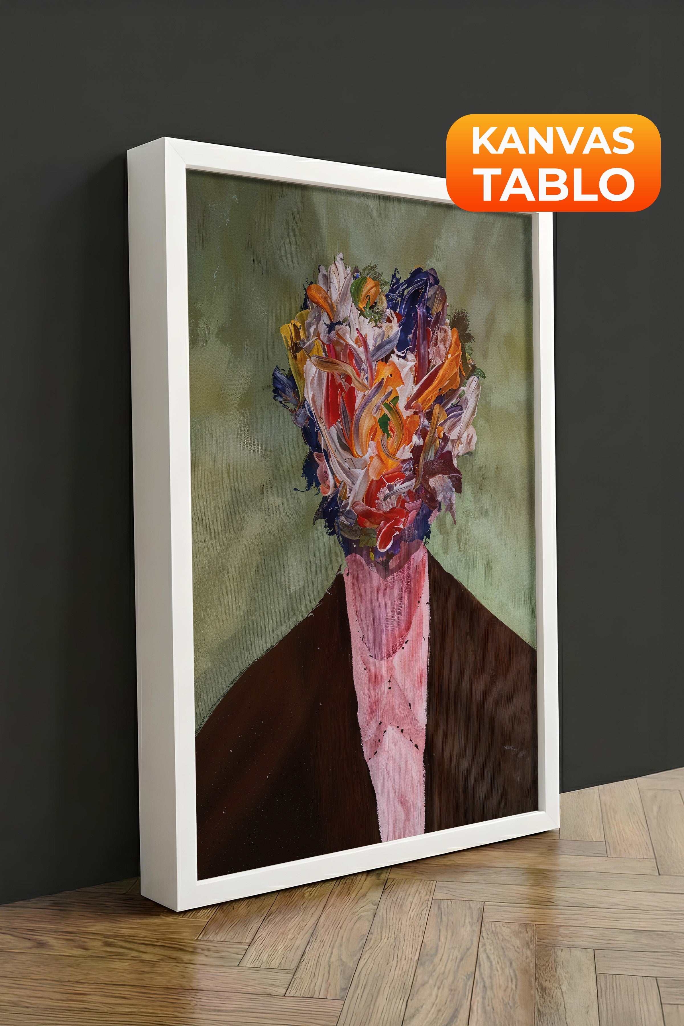 Duvar Tablosu, Lüks Beyaz Çerçeveli Kanvas Tablo, Ritüel Serisi, Maximalist Tablo, NO:115194