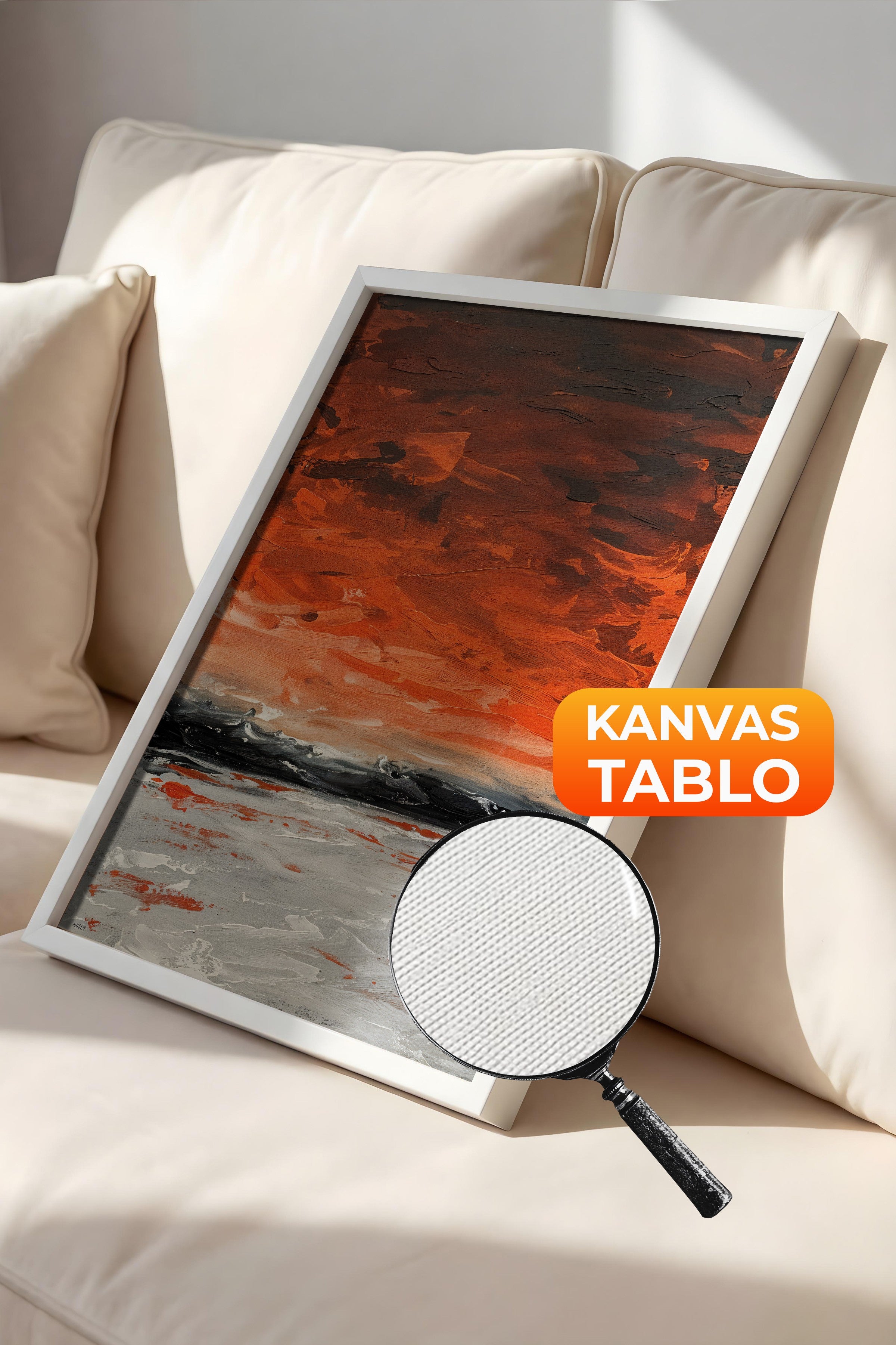 Duvar Tablosu, Lüks Beyaz Çerçeveli Kanvas Tablo, Ritüel Serisi, Yağlıboya Tablo, NO:115217