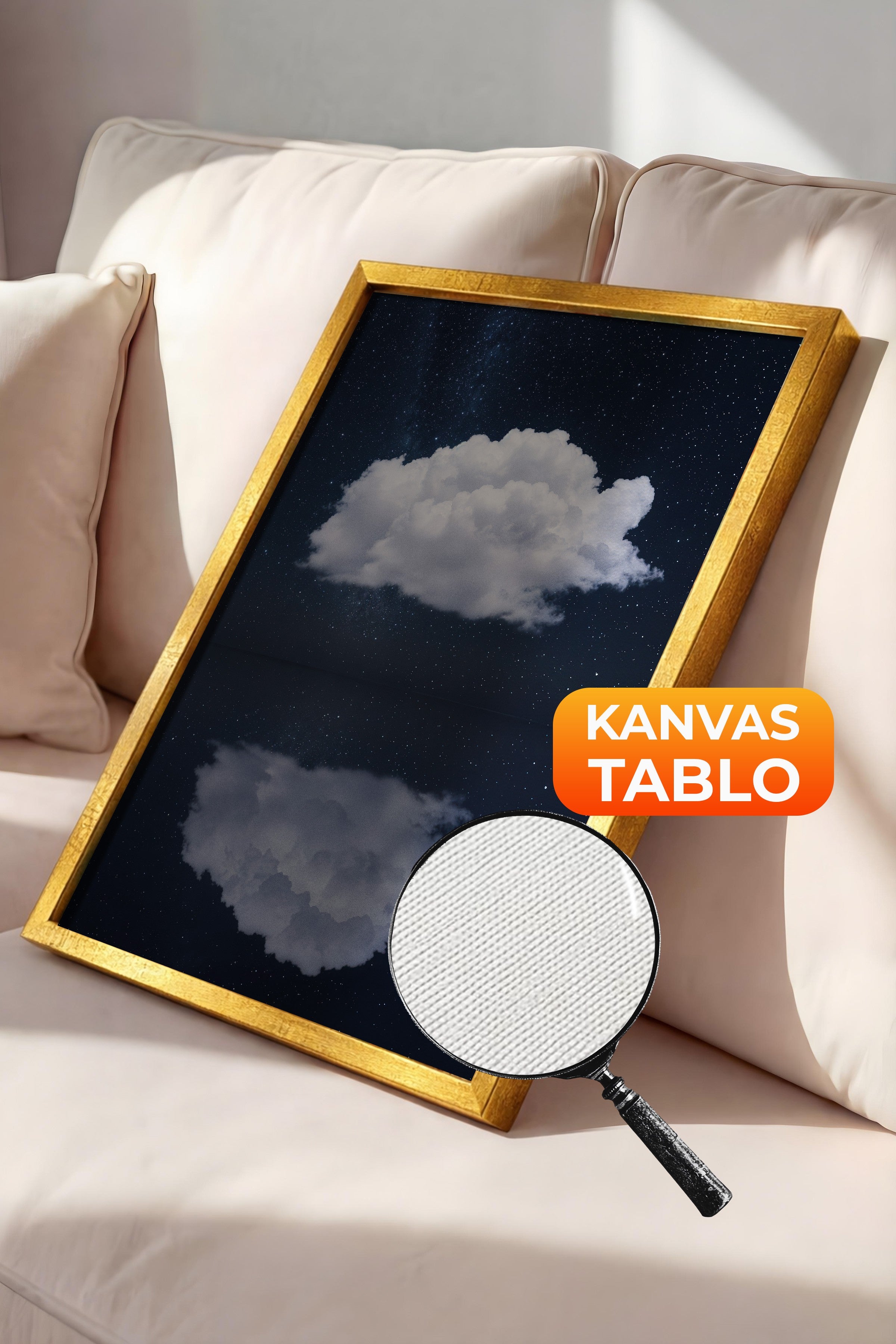 Duvar Tablosu, Lüks Gold Çerçeveli Kanvas Tablo, Ritüel Serisi, Bulut Tablo, NO:115203
