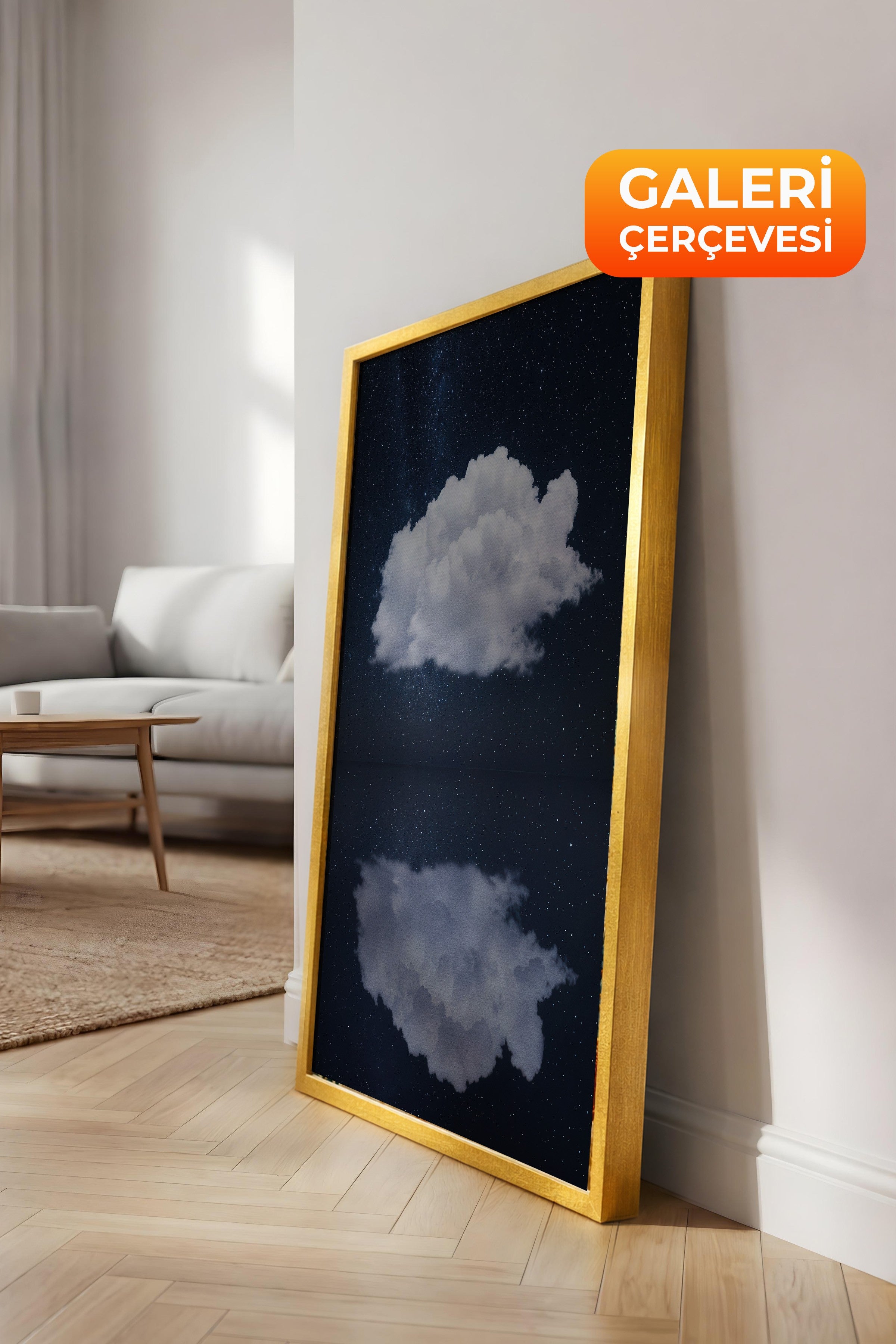 Duvar Tablosu, Lüks Gold Çerçeveli Kanvas Tablo, Ritüel Serisi, Bulut Tablo, NO:115203