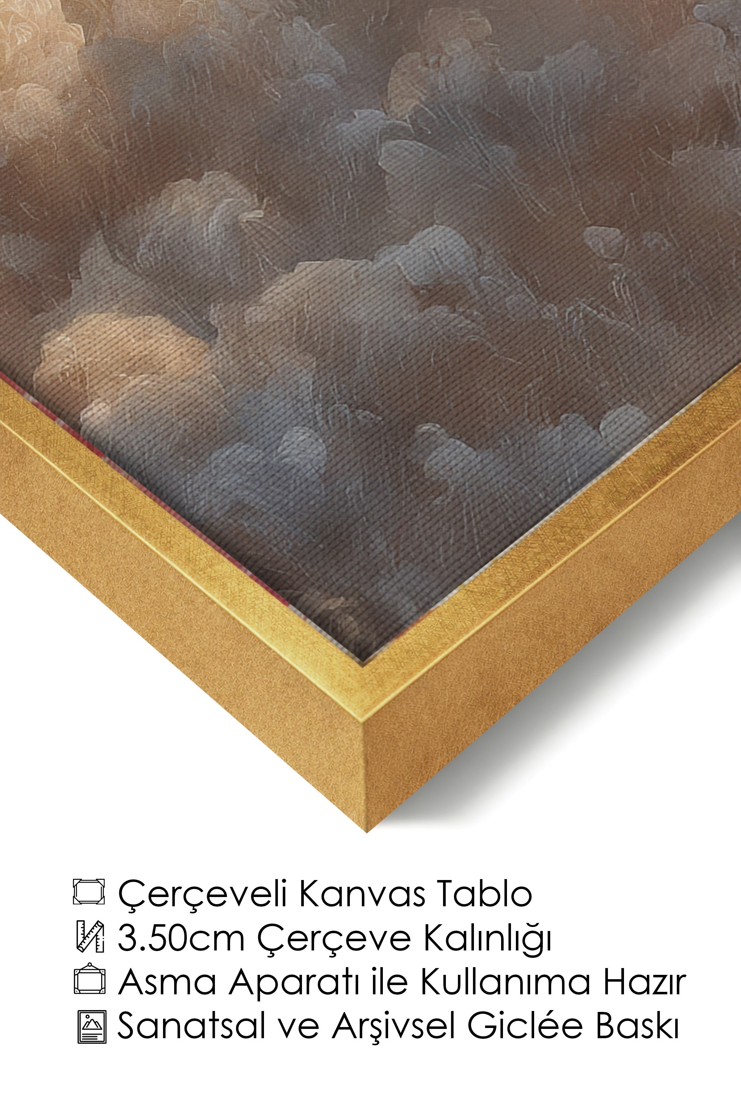 Duvar Tablosu, Lüks Gold Çerçeveli Kanvas Tablo, Ritüel Serisi, Bulut Tablo, NO:115242