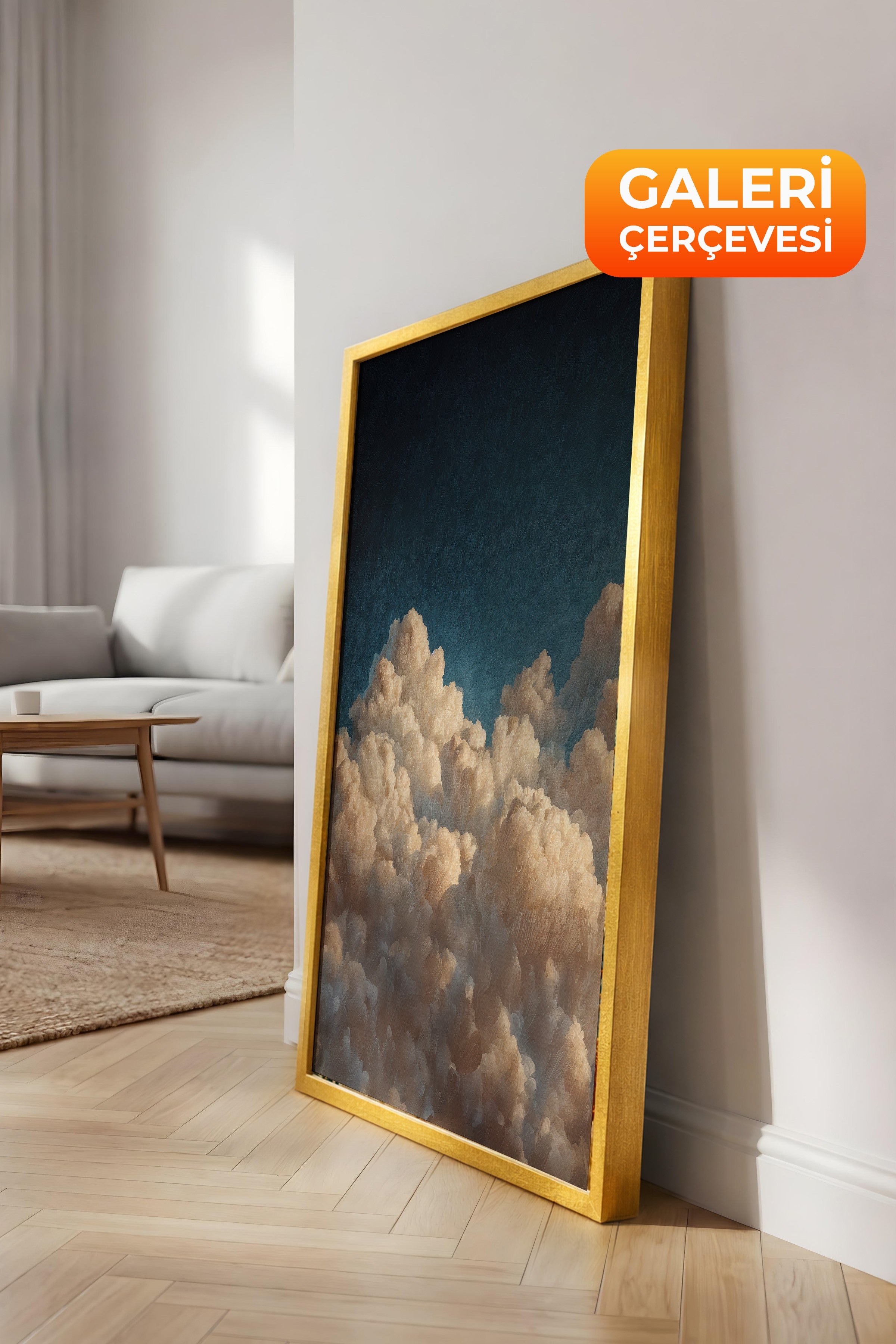 Duvar Tablosu, Lüks Gold Çerçeveli Kanvas Tablo, Ritüel Serisi, Bulut Tablo, NO:115242