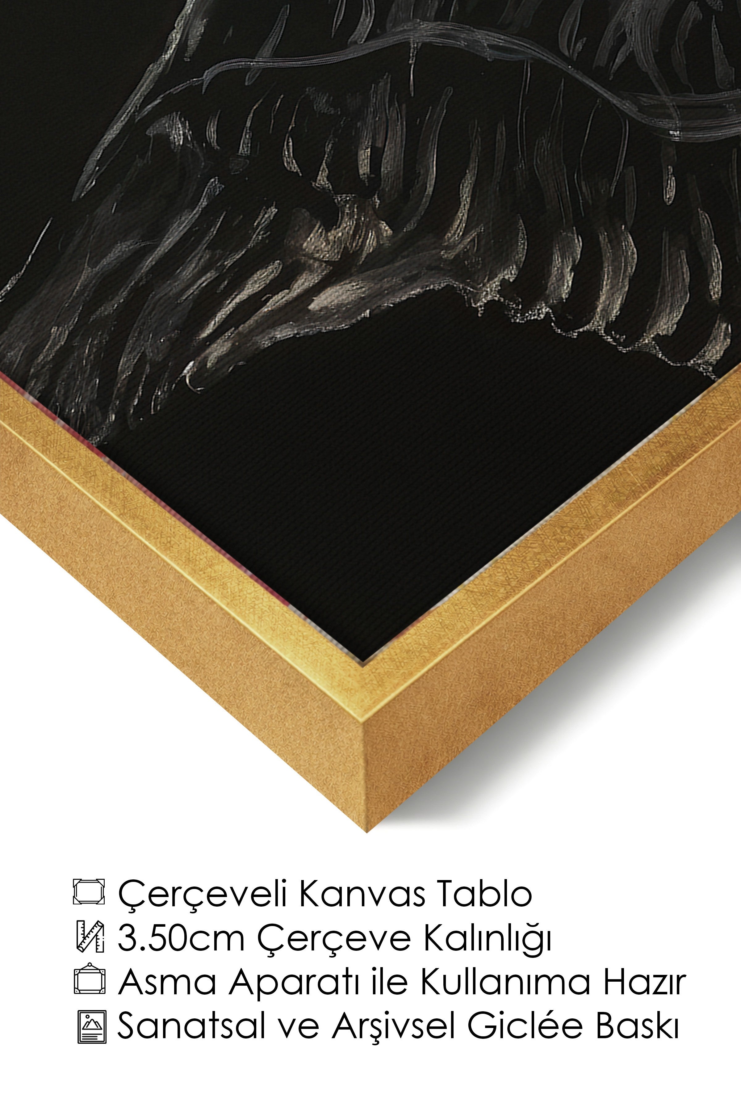 Duvar Tablosu, Lüks Gold Çerçeveli Kanvas Tablo, Ritüel Serisi, Kuş Tablo, NO:115199