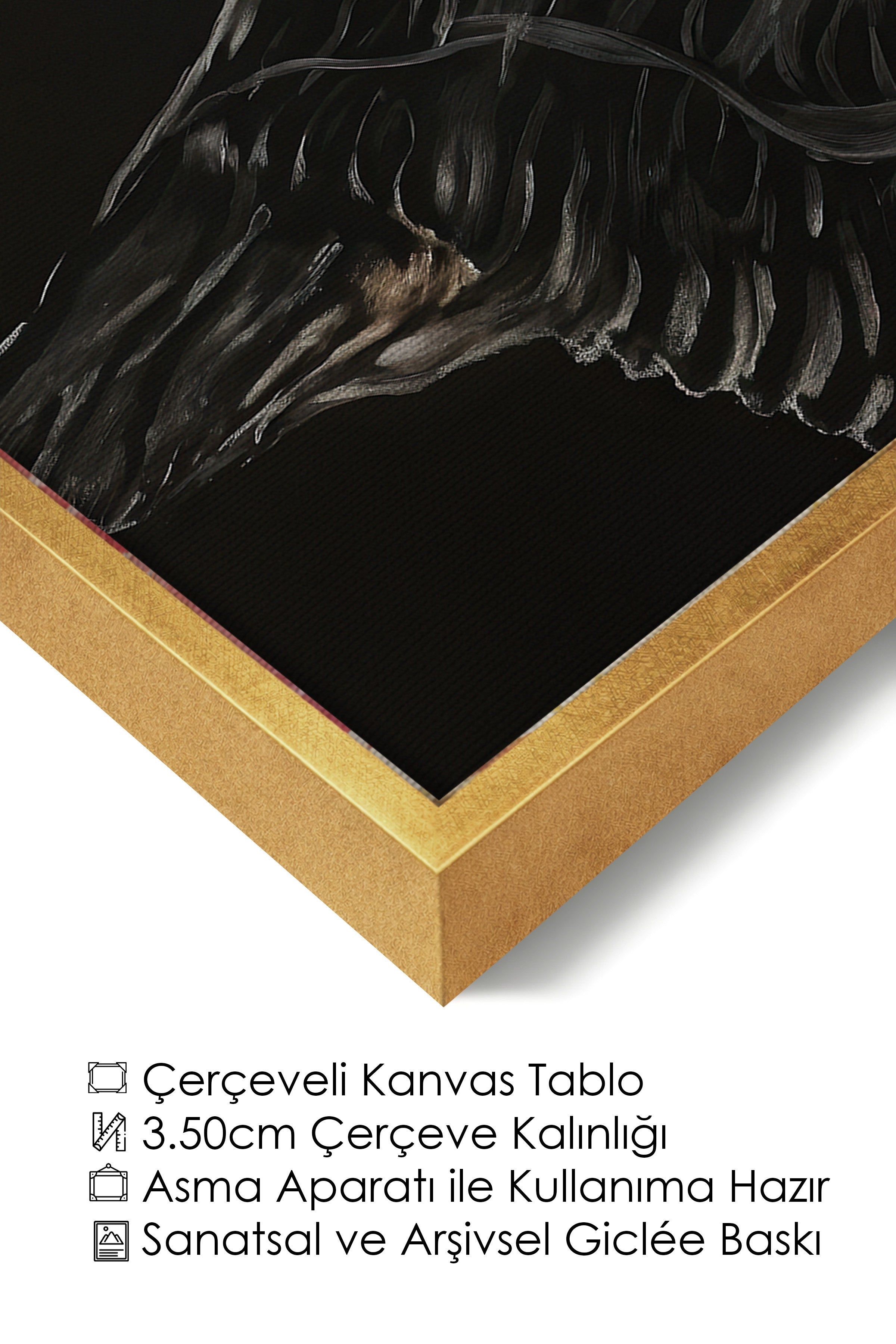 Duvar Tablosu, Lüks Gold Çerçeveli Kanvas Tablo, Ritüel Serisi, Kuş Tablo, NO:115202