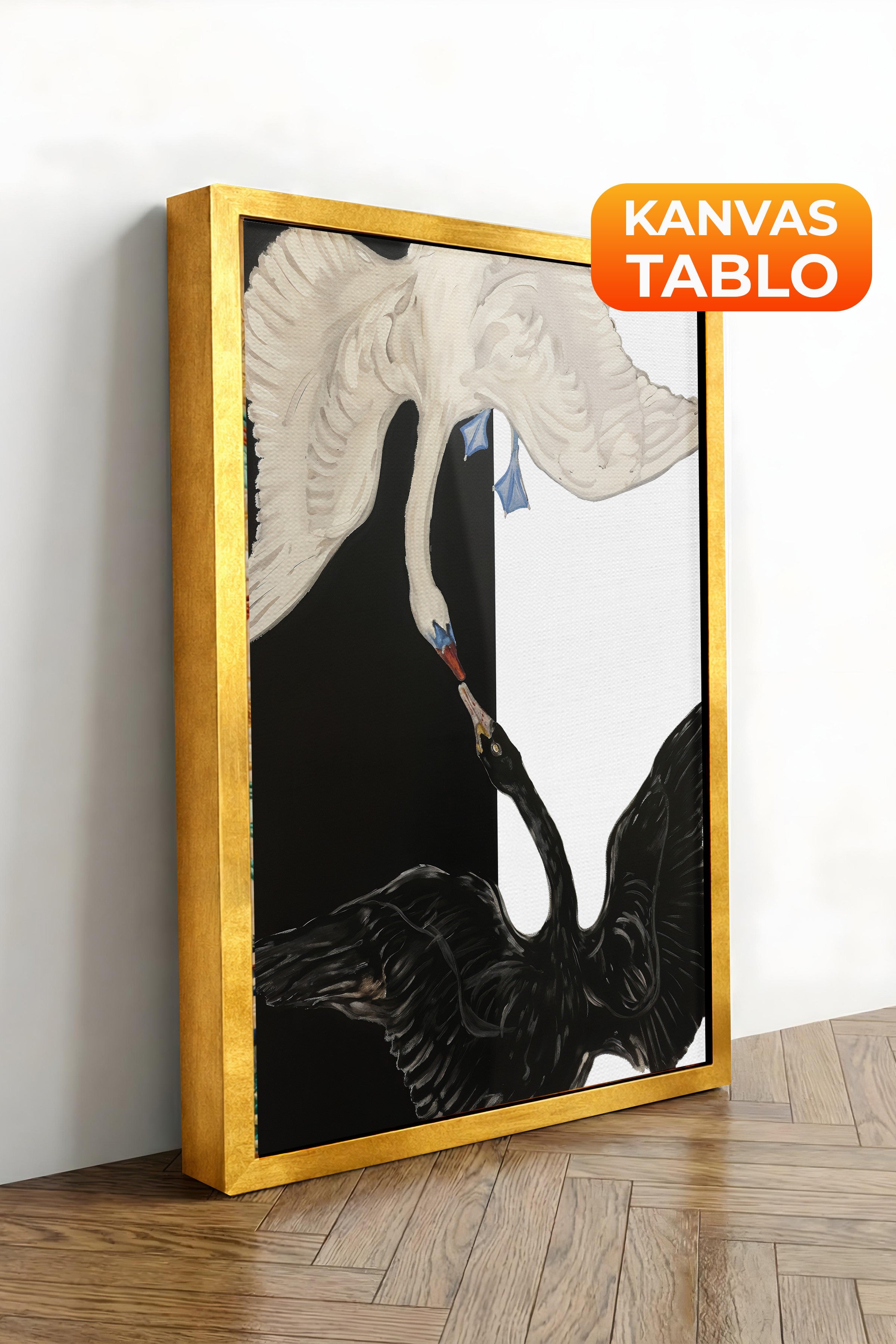 Duvar Tablosu, Lüks Gold Çerçeveli Kanvas Tablo, Ritüel Serisi, Kuş Tablo, NO:115202