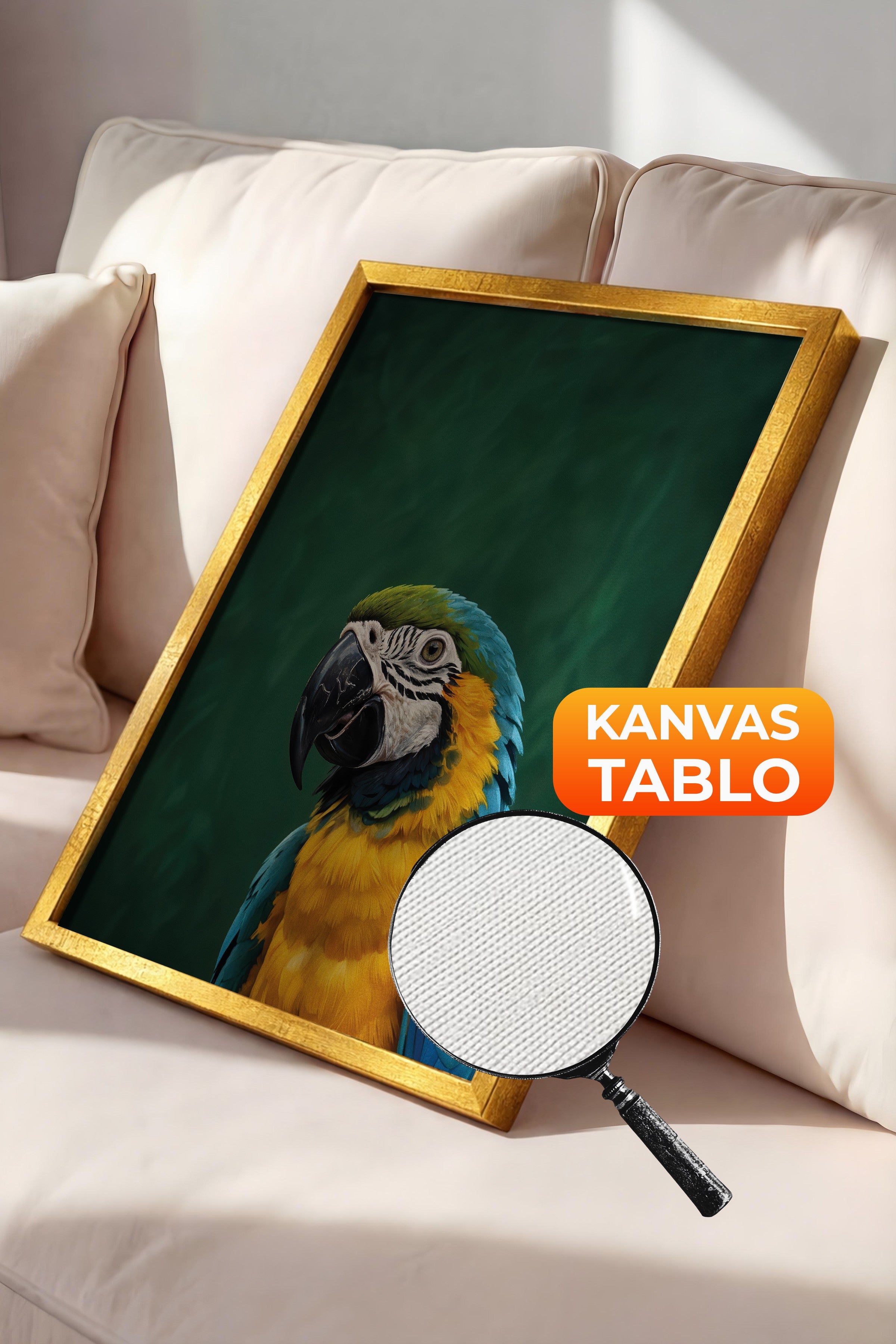 Duvar Tablosu, Lüks Gold Çerçeveli Kanvas Tablo, Ritüel Serisi, Kuş Tablo, NO:115207