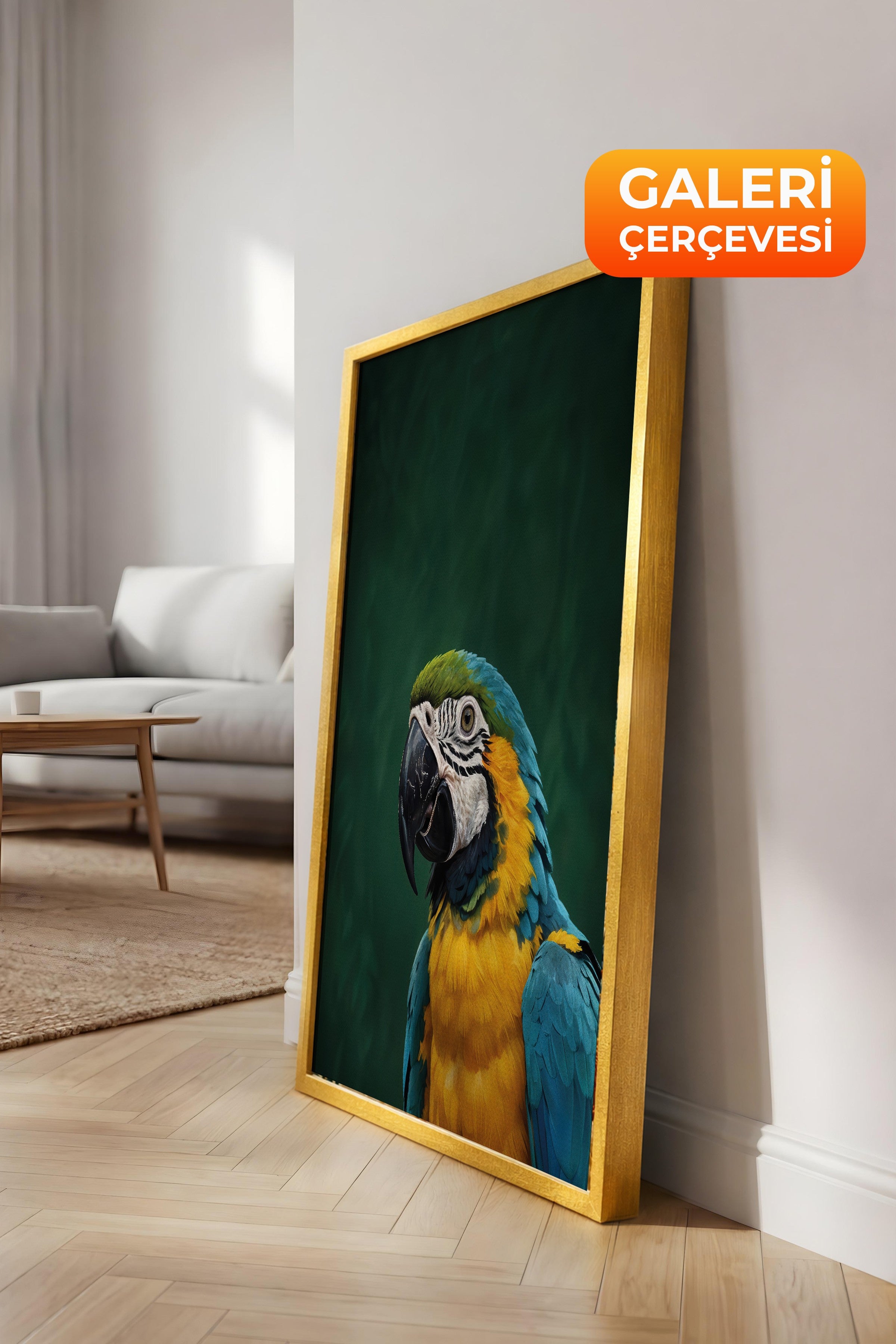 Duvar Tablosu, Lüks Gold Çerçeveli Kanvas Tablo, Ritüel Serisi, Kuş Tablo, NO:115207