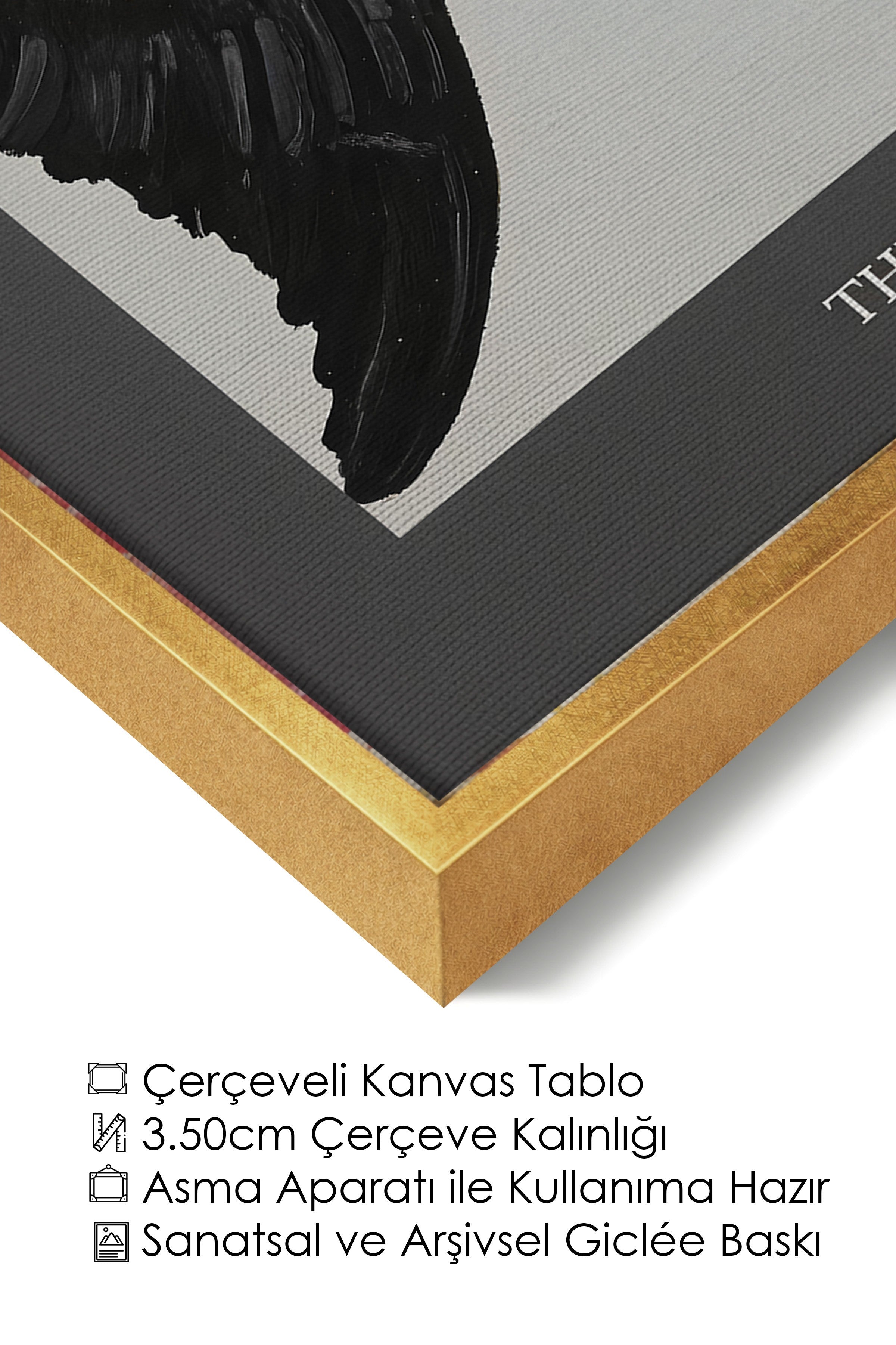 Duvar Tablosu, Lüks Gold Çerçeveli Kanvas Tablo, Ritüel Serisi, Kuş Tablo, NO:115208
