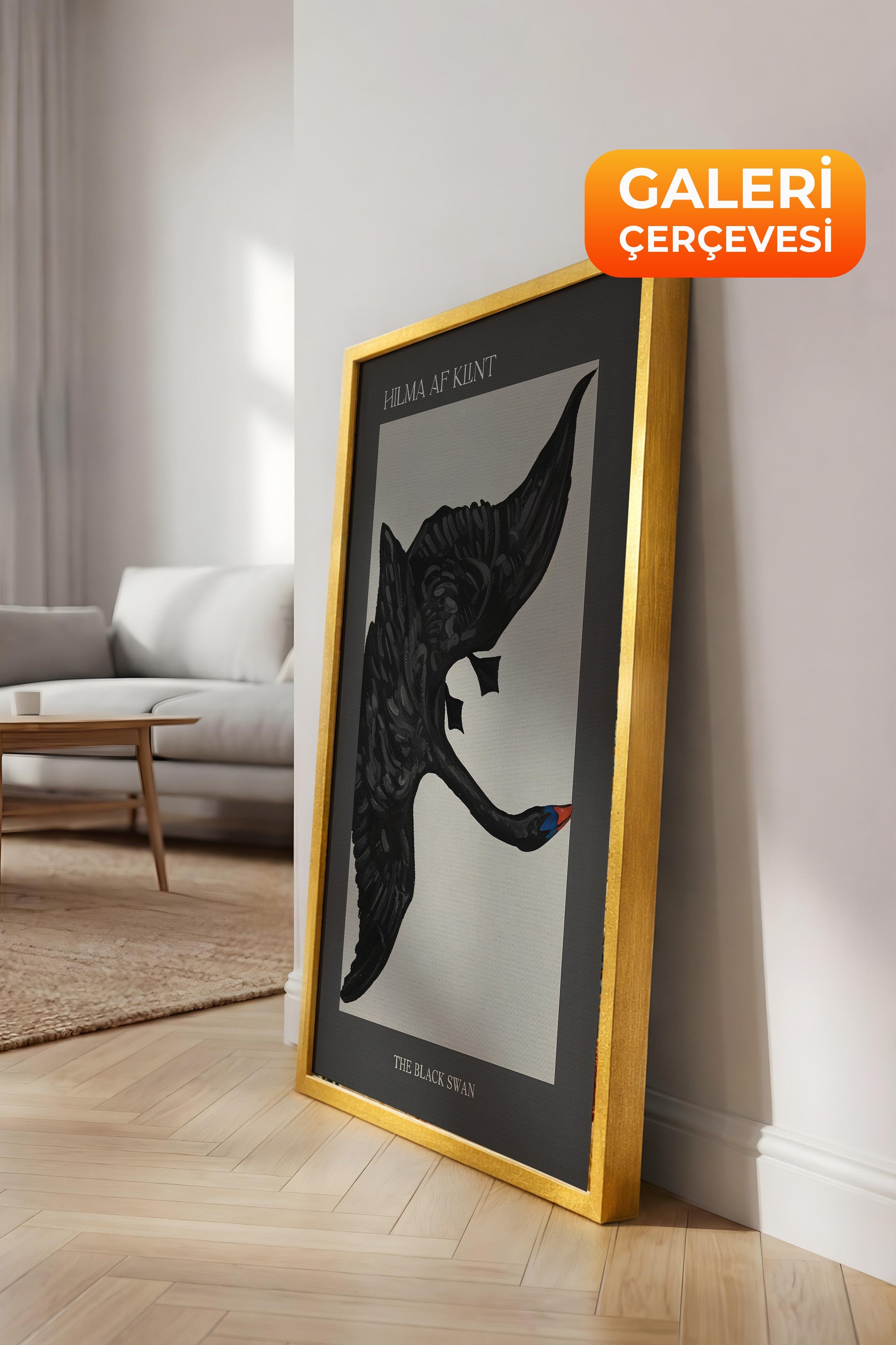 Duvar Tablosu, Lüks Gold Çerçeveli Kanvas Tablo, Ritüel Serisi, Kuş Tablo, NO:115208