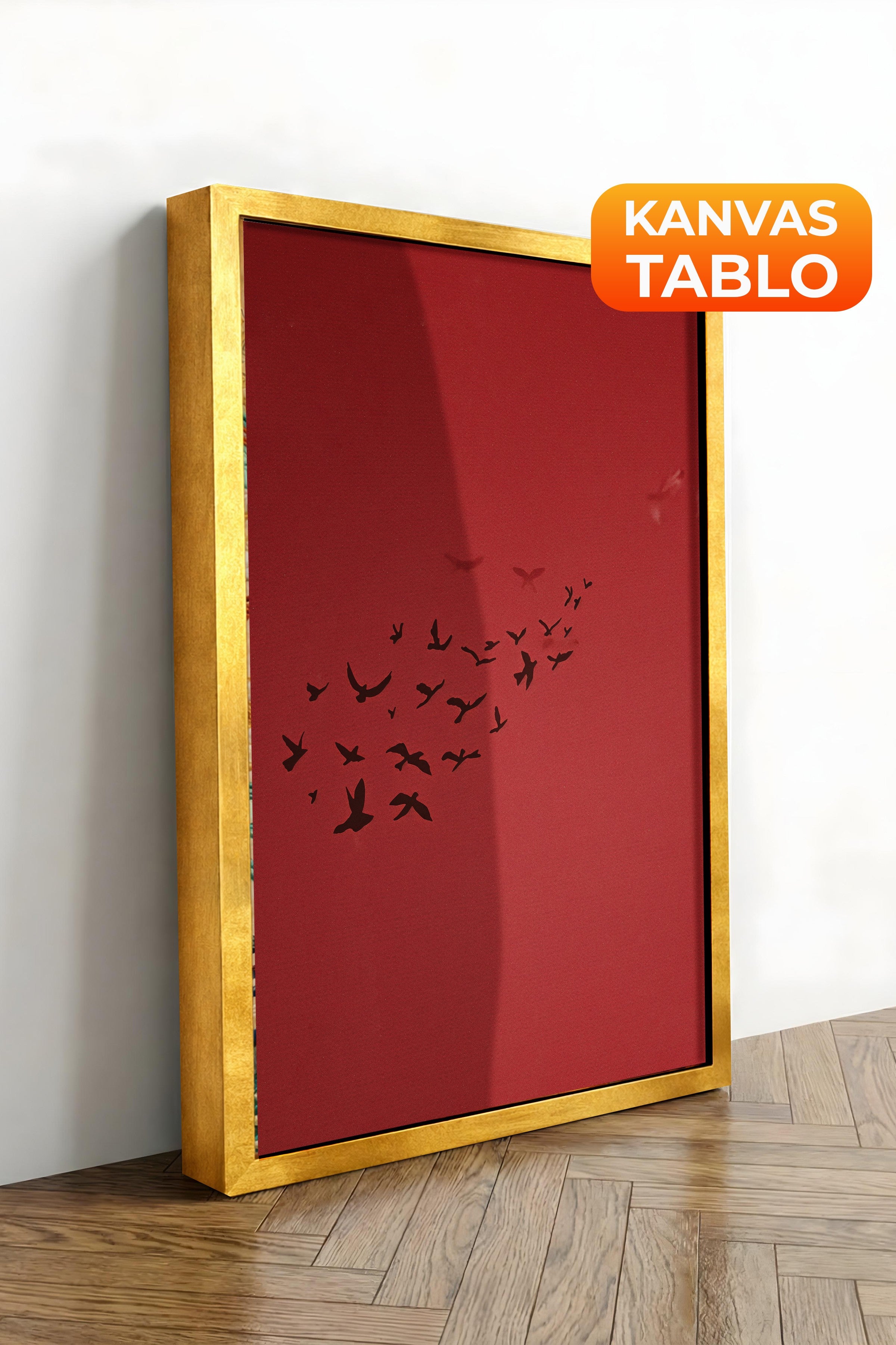 Duvar Tablosu, Lüks Gold Çerçeveli Kanvas Tablo, Ritüel Serisi, Kuş Tablo, NO:115209