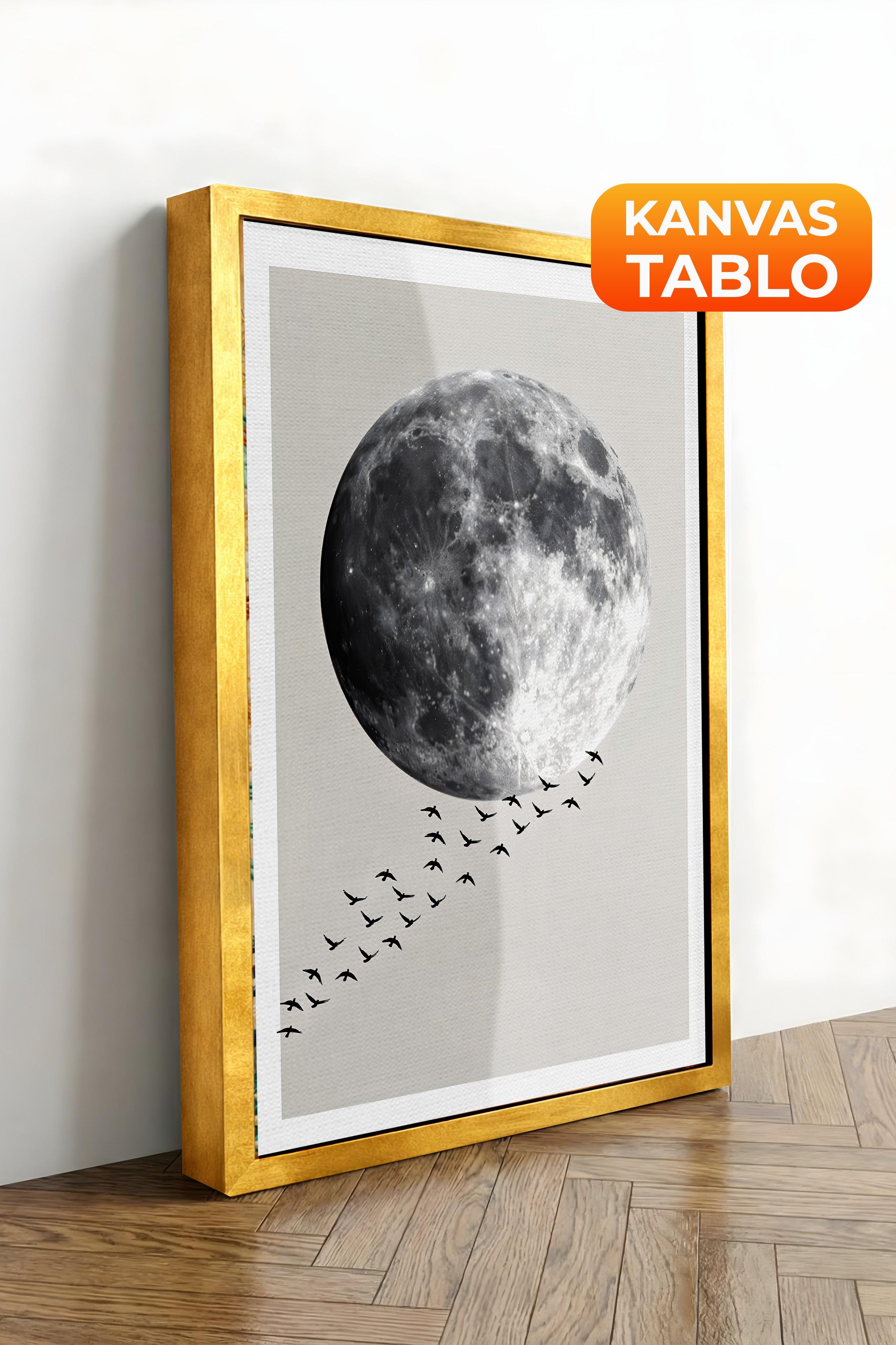 Duvar Tablosu, Lüks Gold Çerçeveli Kanvas Tablo, Ritüel Serisi, Kuş Tablo, NO:115210