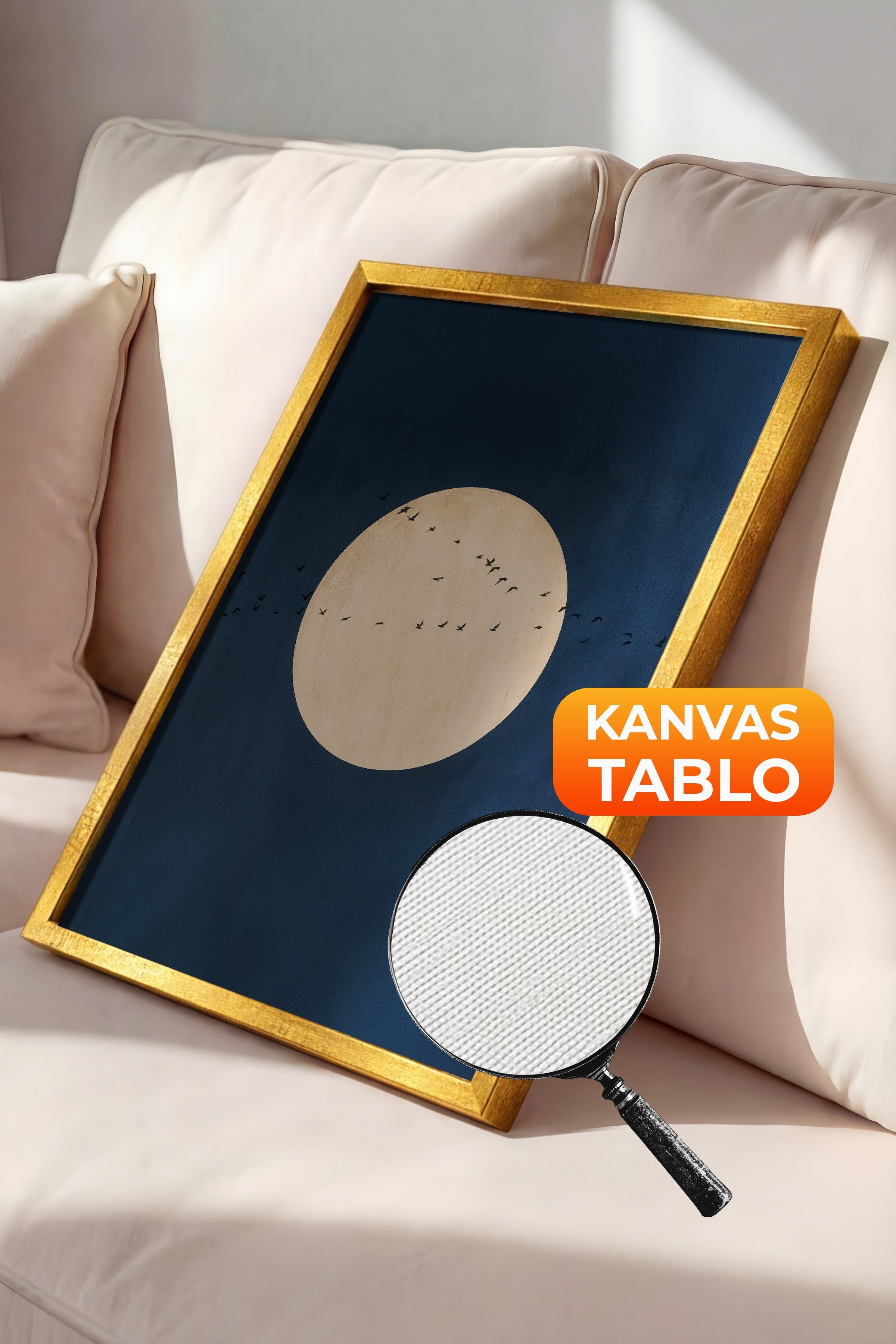 Duvar Tablosu, Lüks Gold Çerçeveli Kanvas Tablo, Ritüel Serisi, Kuş Tablo, NO:115212