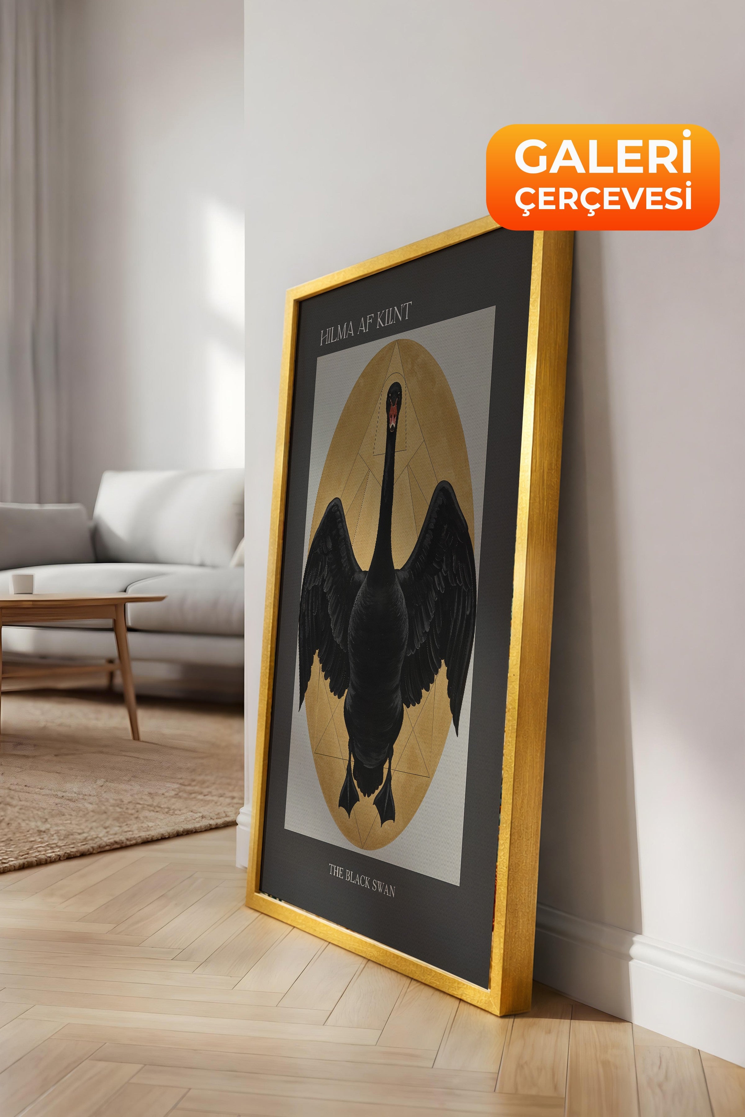 Duvar Tablosu, Lüks Gold Çerçeveli Kanvas Tablo, Ritüel Serisi, Kuş Tablo, NO:115216
