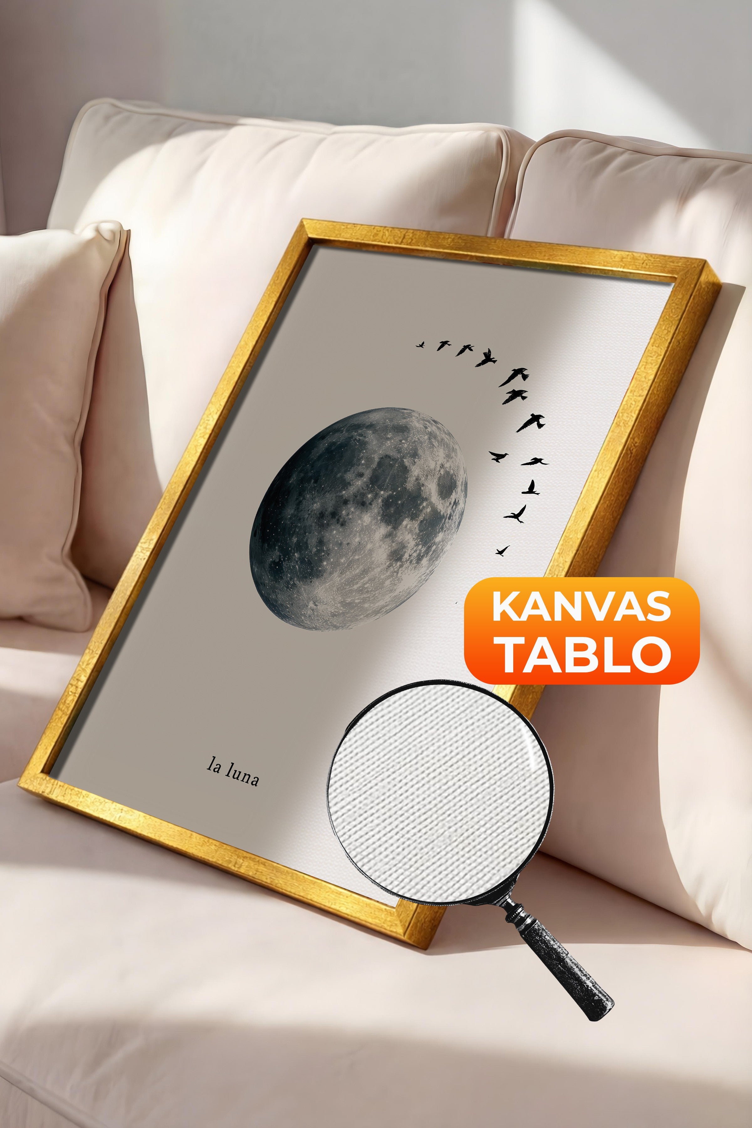 Duvar Tablosu, Lüks Gold Çerçeveli Kanvas Tablo, Ritüel Serisi, Kuş Tablo, NO:115227