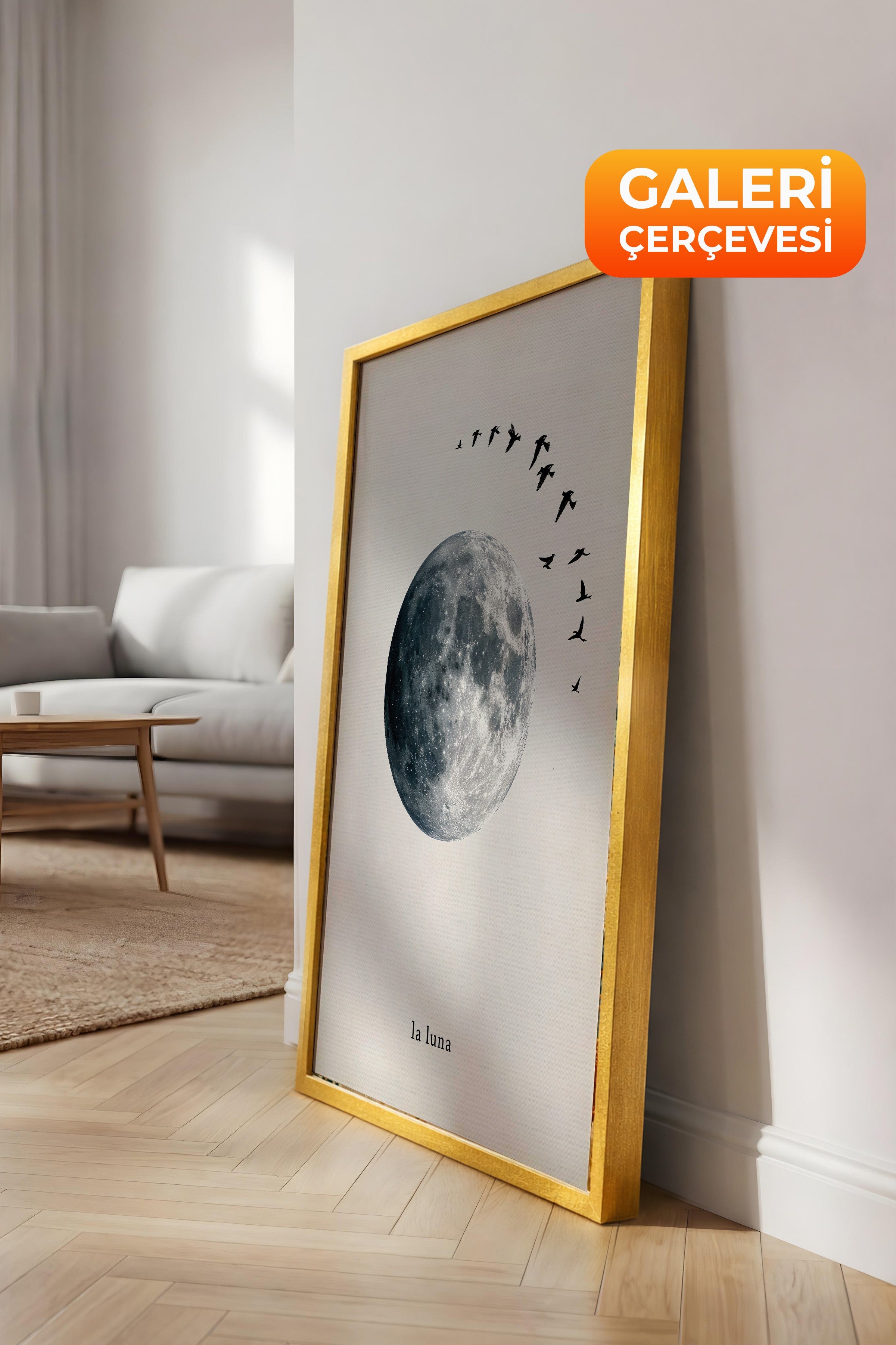 Duvar Tablosu, Lüks Gold Çerçeveli Kanvas Tablo, Ritüel Serisi, Kuş Tablo, NO:115227