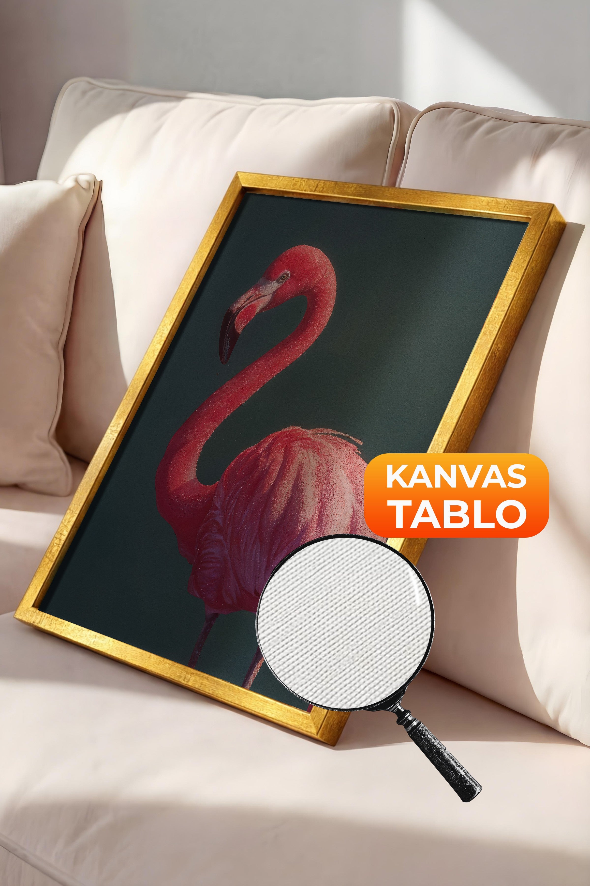 Duvar Tablosu, Lüks Gold Çerçeveli Kanvas Tablo, Ritüel Serisi, Kuş Tablo, NO:115228