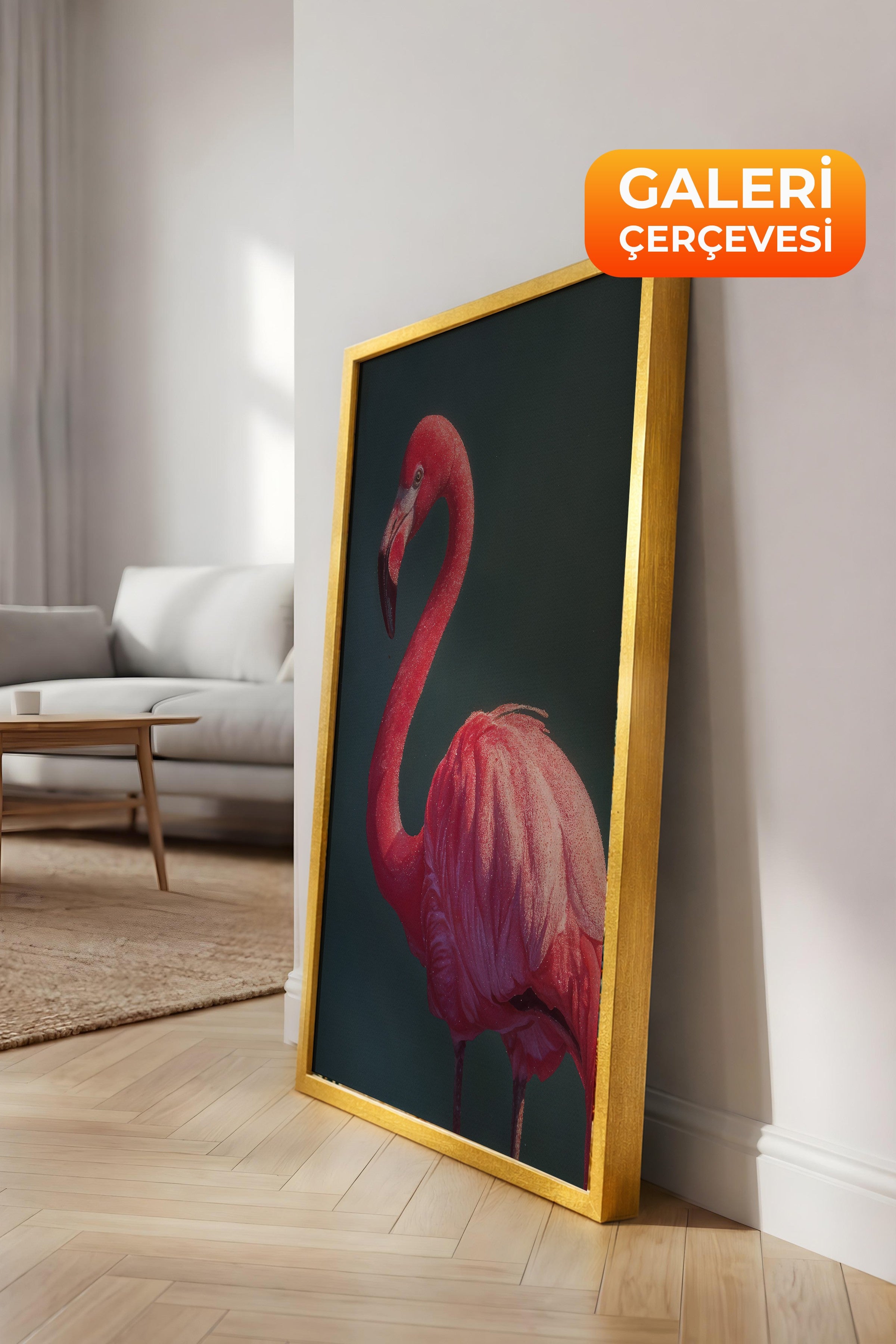 Duvar Tablosu, Lüks Gold Çerçeveli Kanvas Tablo, Ritüel Serisi, Kuş Tablo, NO:115228
