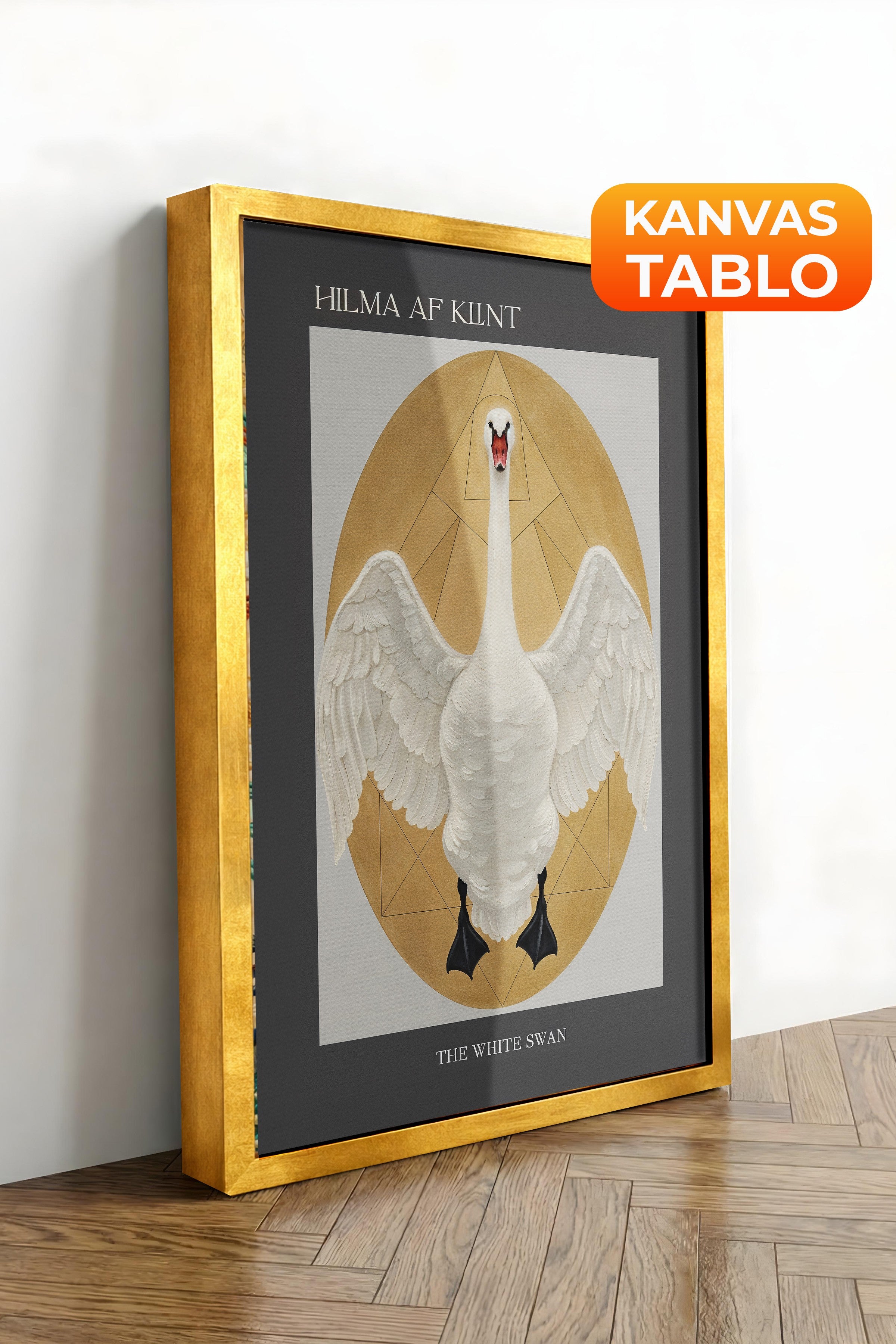 Duvar Tablosu, Lüks Gold Çerçeveli Kanvas Tablo, Ritüel Serisi, Kuş Tablo, NO:115230