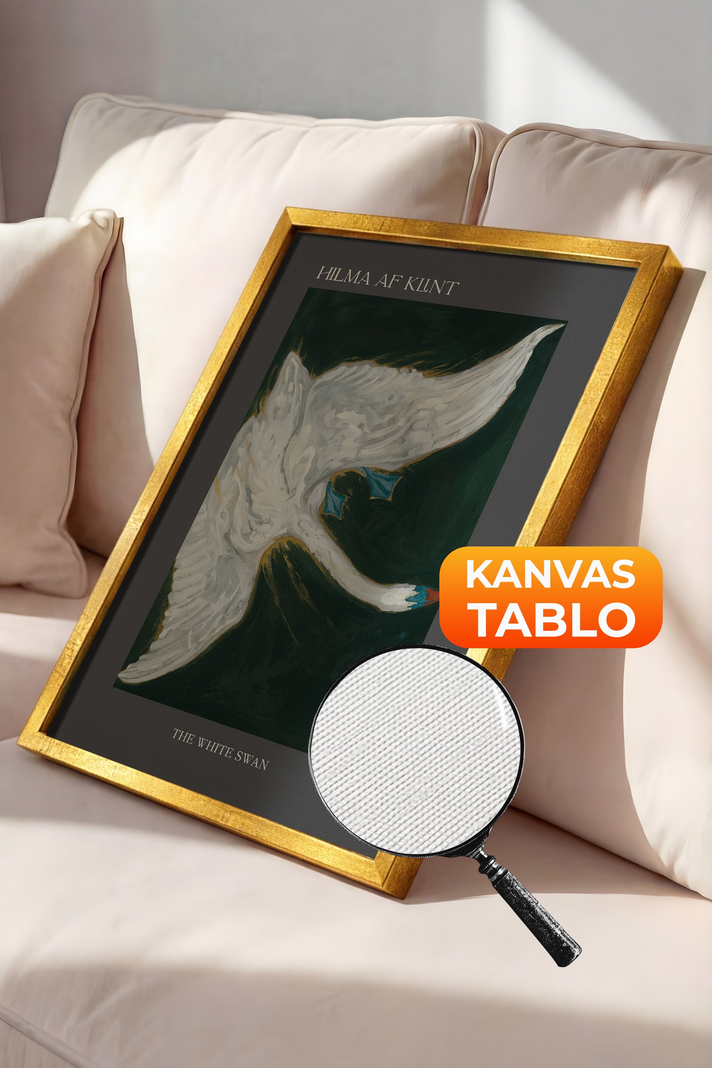 Duvar Tablosu, Lüks Gold Çerçeveli Kanvas Tablo, Ritüel Serisi, Kuş Tablo, NO:115232