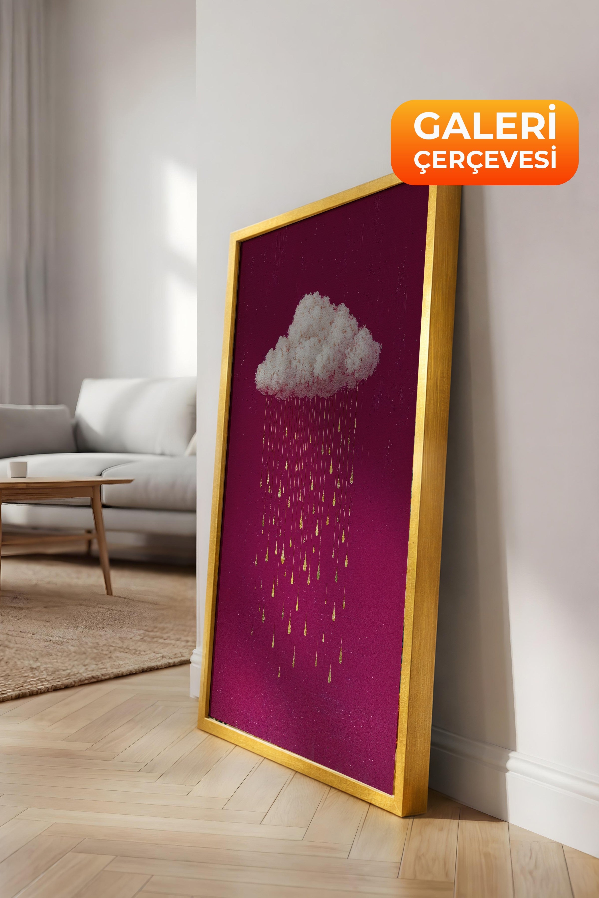 Duvar Tablosu, Lüks Gold Çerçeveli Kanvas Tablo, Ritüel Serisi, Kuş Tablo, NO:115233