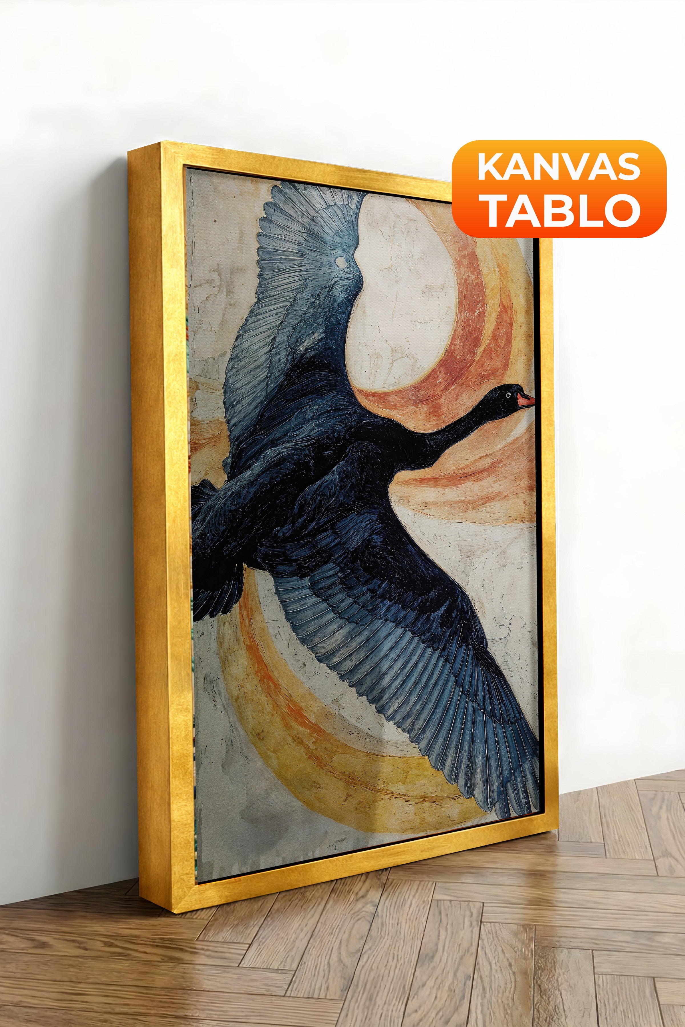Duvar Tablosu, Lüks Gold Çerçeveli Kanvas Tablo, Ritüel Serisi, Kuş Tablo, NO:115235