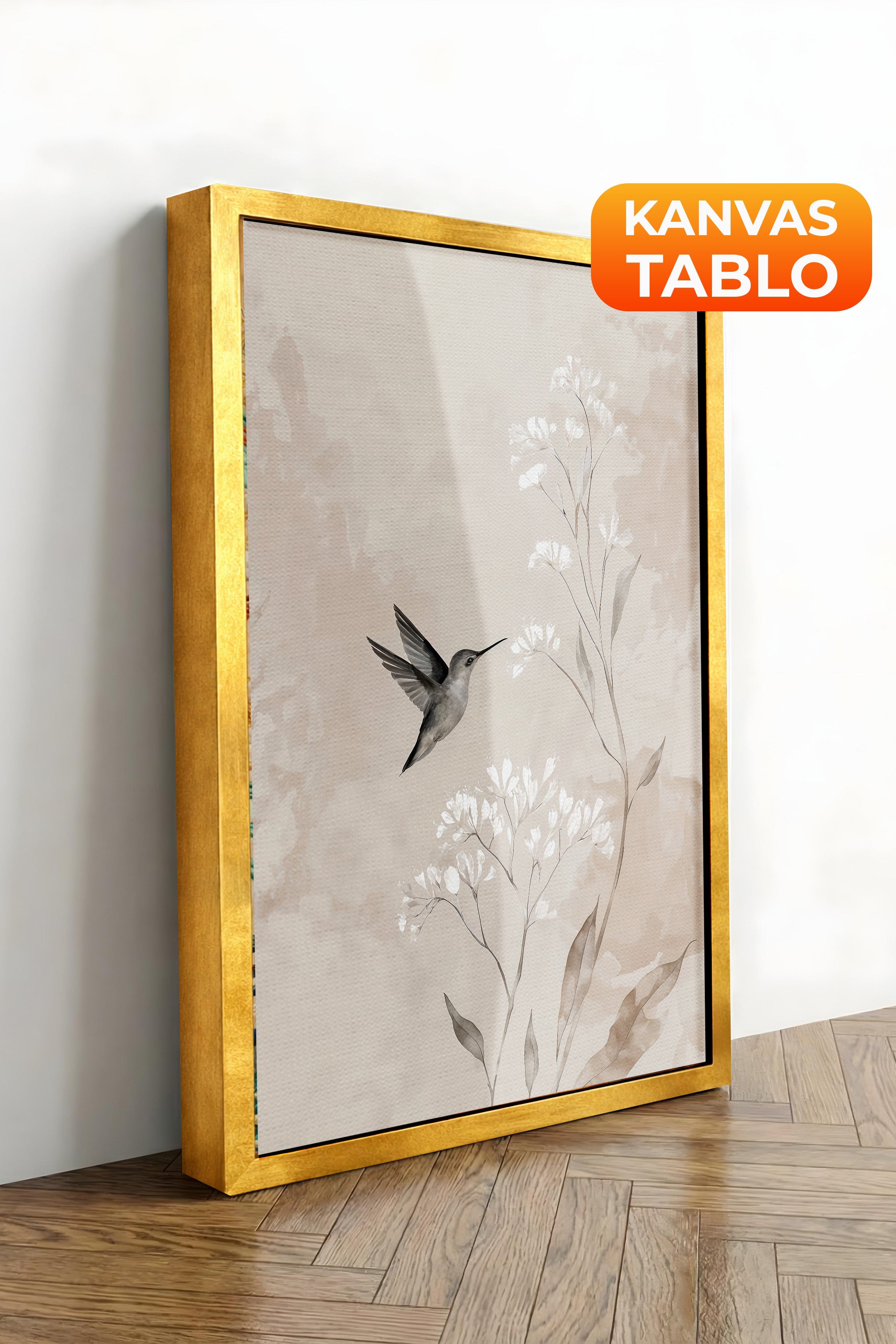 Duvar Tablosu, Lüks Gold Çerçeveli Kanvas Tablo, Ritüel Serisi, Kuş Tablo, NO:115239