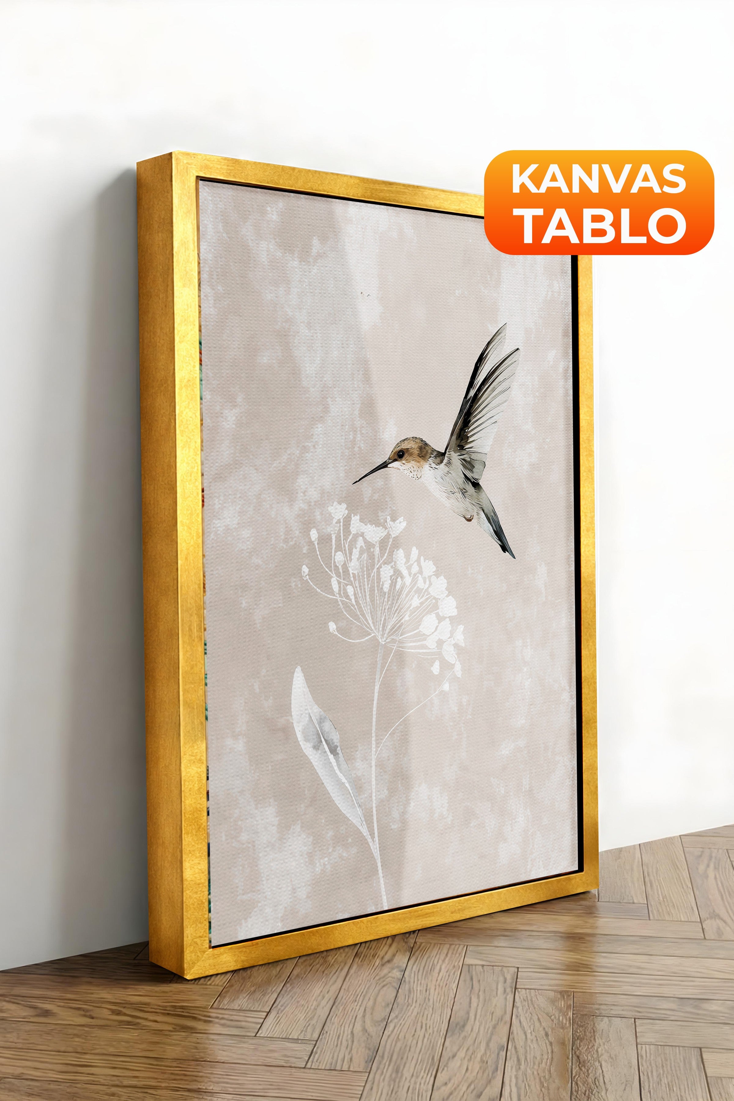 Duvar Tablosu, Lüks Gold Çerçeveli Kanvas Tablo, Ritüel Serisi, Kuş Tablo, NO:115241