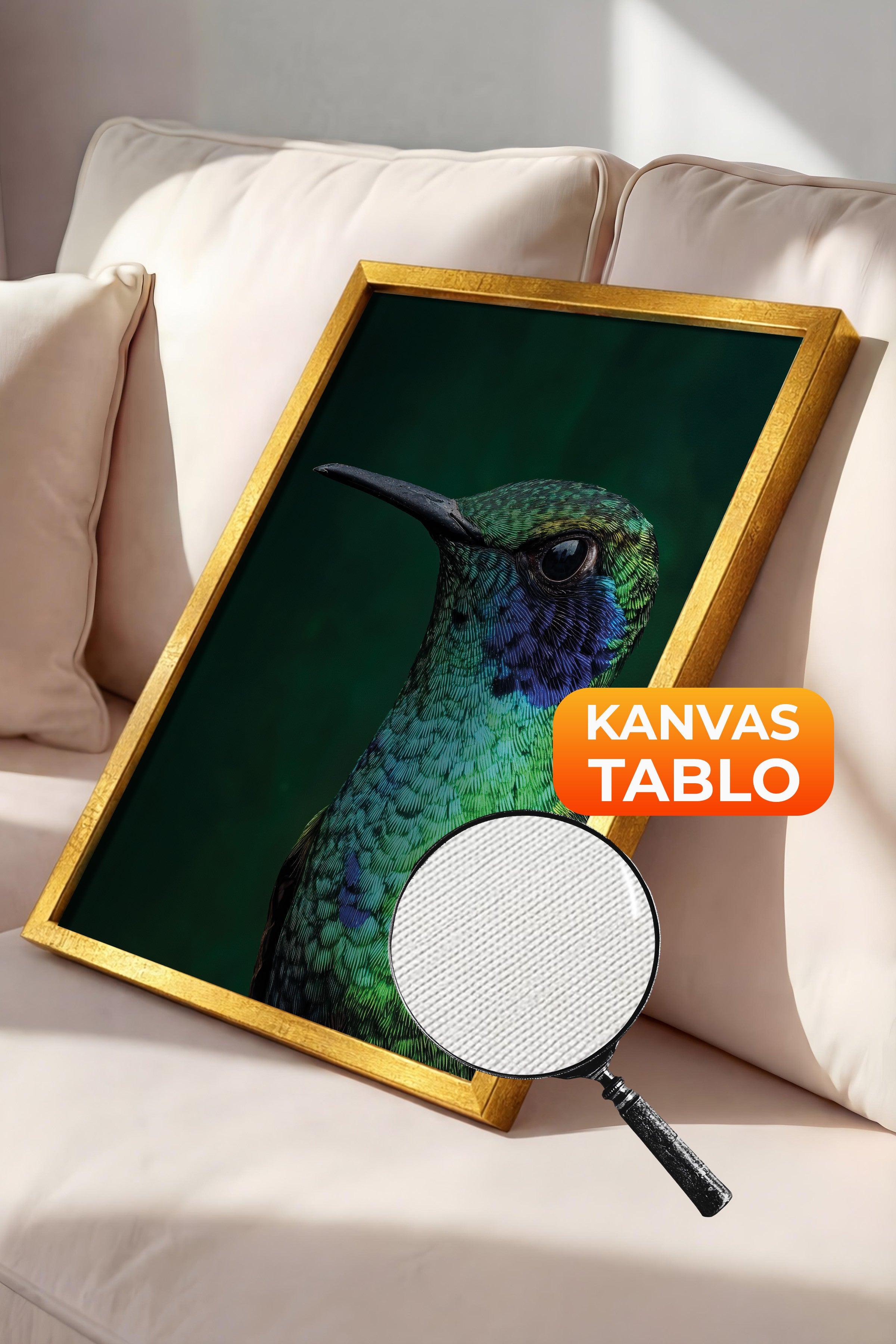 Duvar Tablosu, Lüks Gold Çerçeveli Kanvas Tablo, Ritüel Serisi, Kuş Tablo, NO:115245